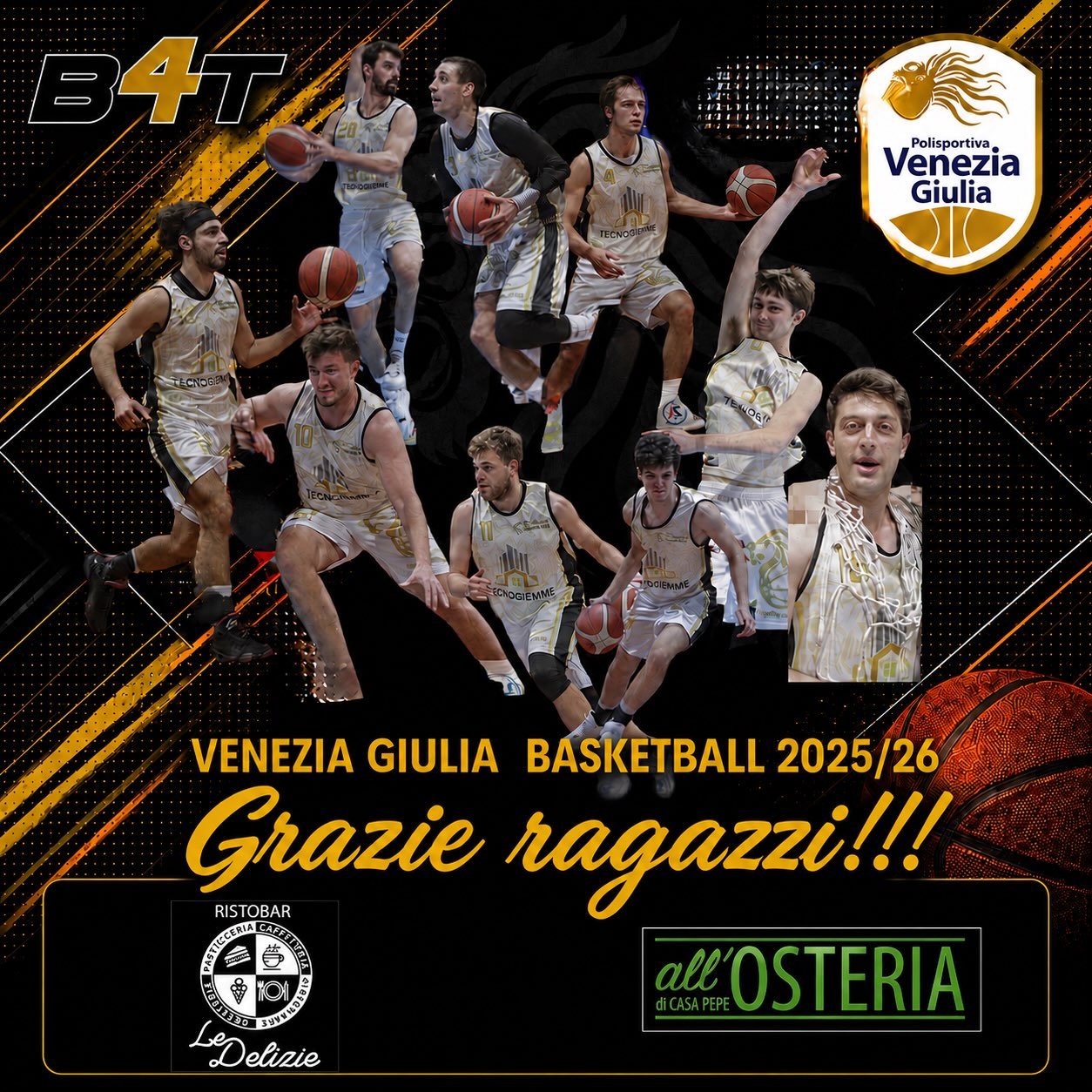 La Polisportiva Venezia Giulia desidera ringraziare Tommaso Peresson, Gabriele Crevatin, Marco Murabito, Luca Pauletto, Mattia Gattolini, Giulio Maiola, Andrea Anello, Stefan Milic, Stefano Giustolisi e Tommaso Grandi per la fantastica annata sportiv
