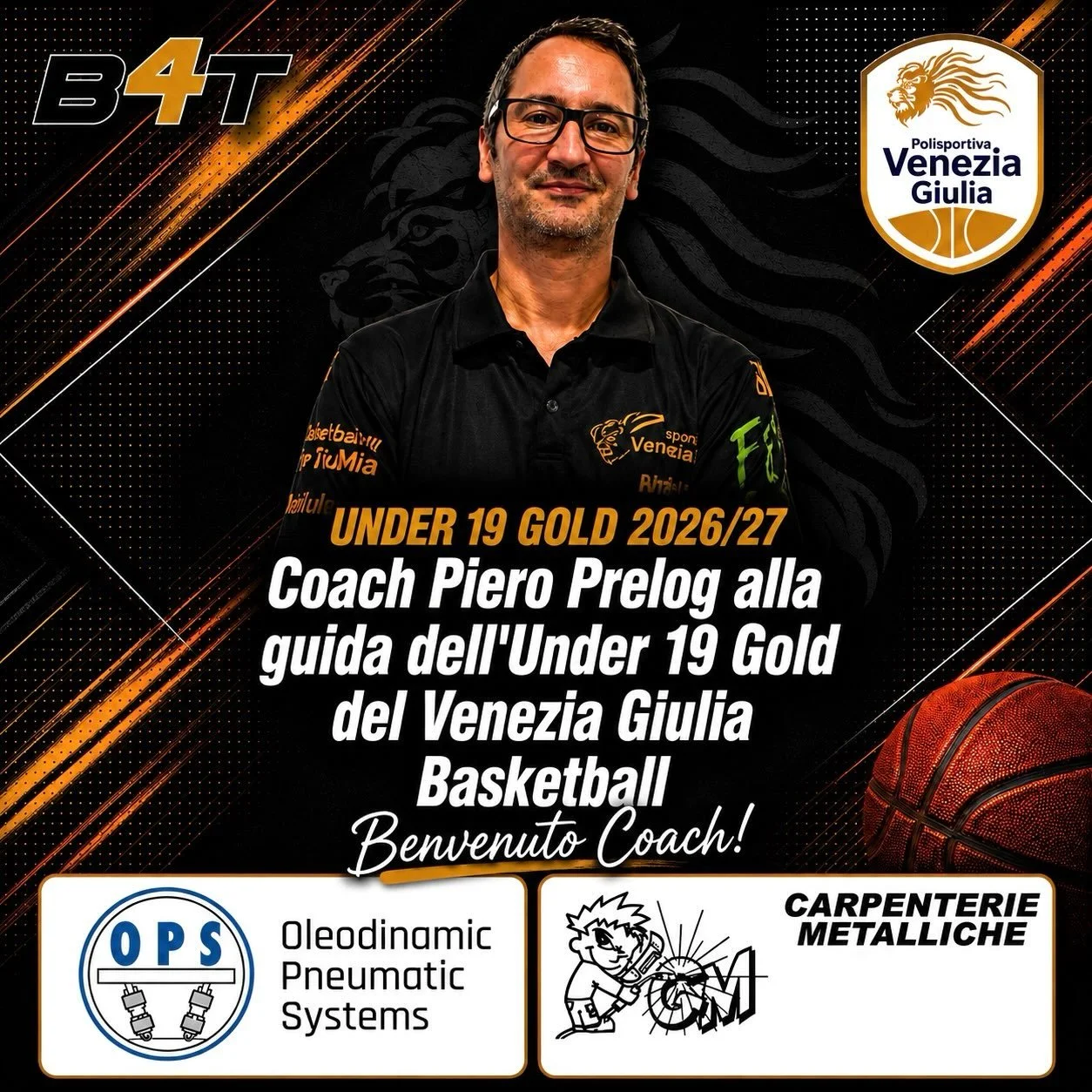 Nuovo innesto di spessore nello staff tecnico del Venezia Giulia Basketball. La societ&agrave; &egrave; entusiasta di affidare la panchina della formazione Under 19 Gold a coach Piero Prelog, profilo di comprovata esperienza e reduce da un importante