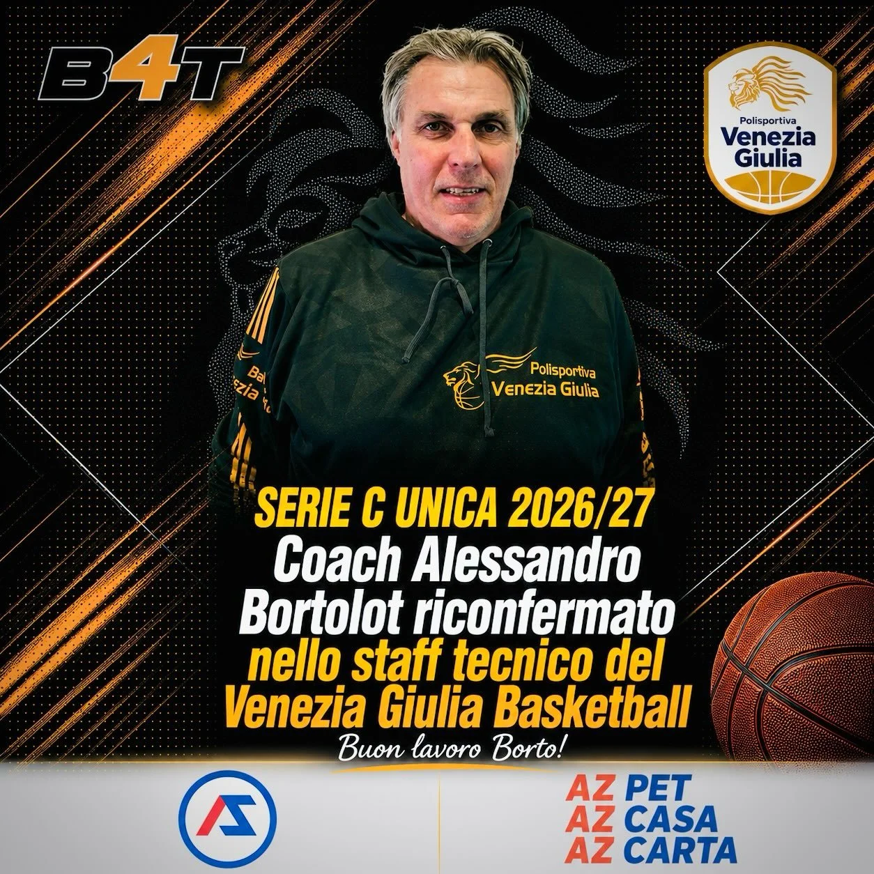 La Polisportiva Venezia Giulia &egrave; lieta di annunciare il rinnovo dell&rsquo;accordo con coach Alessandro Bortolot, che far&agrave; parte dell&rsquo;organico tecnico per la settima stagione consecutiva. Un sodalizio di lunga data che si rinnova 