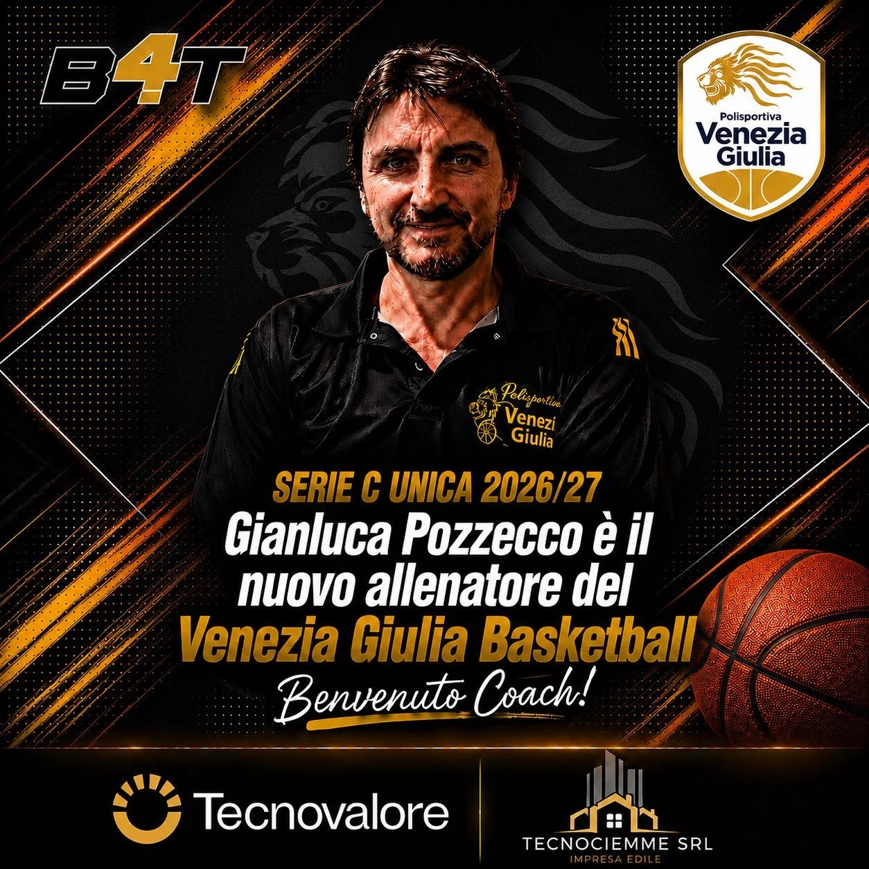 La Polisportiva Venezia Giulia &egrave; lieta di annunciare ufficialmente l&rsquo;ingaggio di Gianluca Pozzecco come nuovo capo allenatore della prima squadra che prender&agrave; parte al prossimo campionato di serie C. 

Per il tecnico si tratta di 