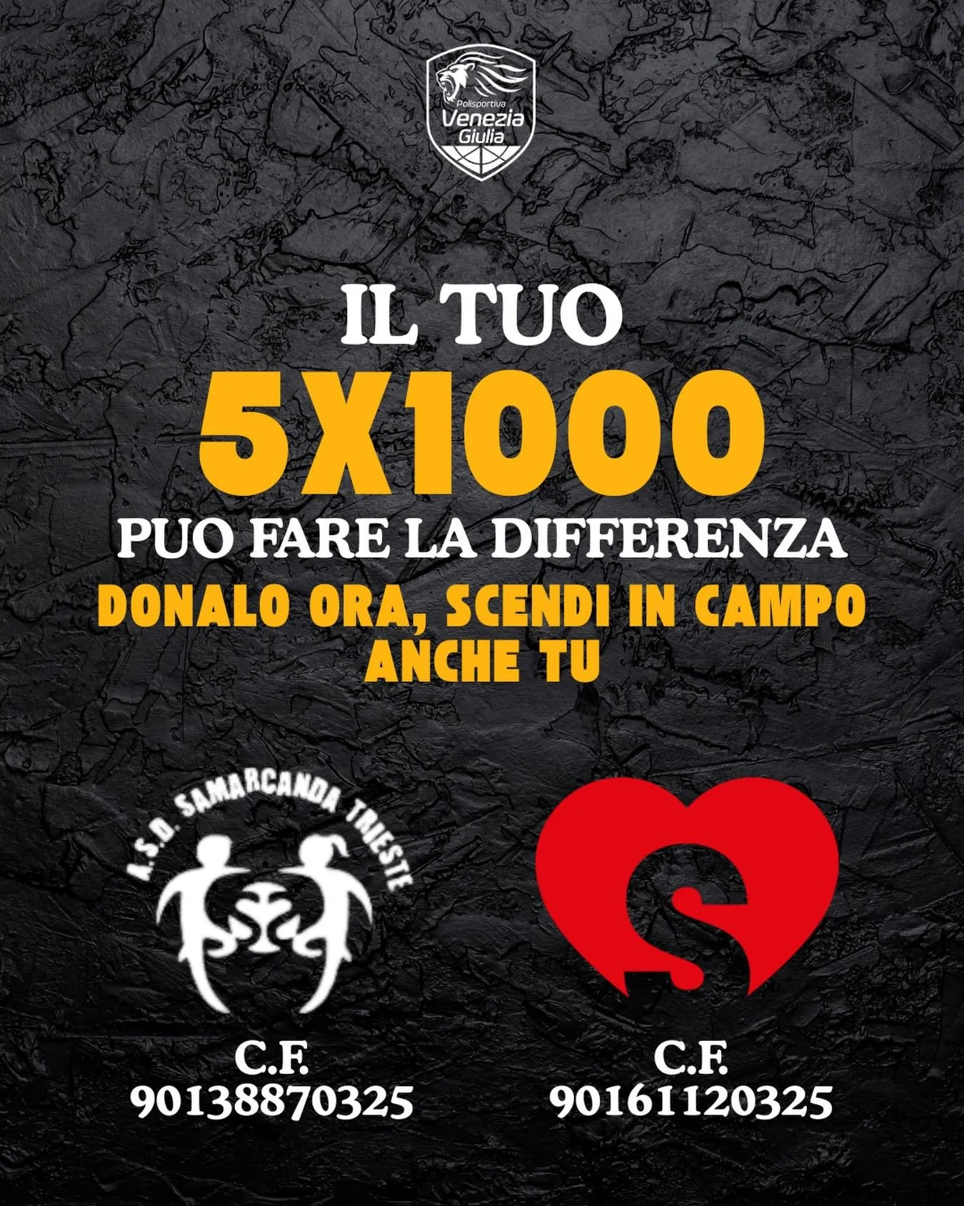 Un gesto semplice pu&ograve; diventare un aiuto concreto ❤️

Anche quest&rsquo;anno puoi scegliere di destinare il tuo 5x1000 a una delle Associazioni Onlus che la nostra Polisportiva sostiene con orgoglio ogni giorno:

🤝 Associazione Samarcanda OdV