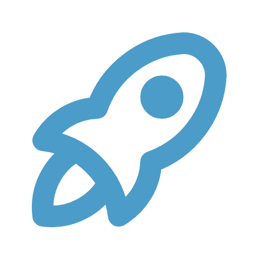 Blue rocket icon representing new ERP site implementations and go-lives