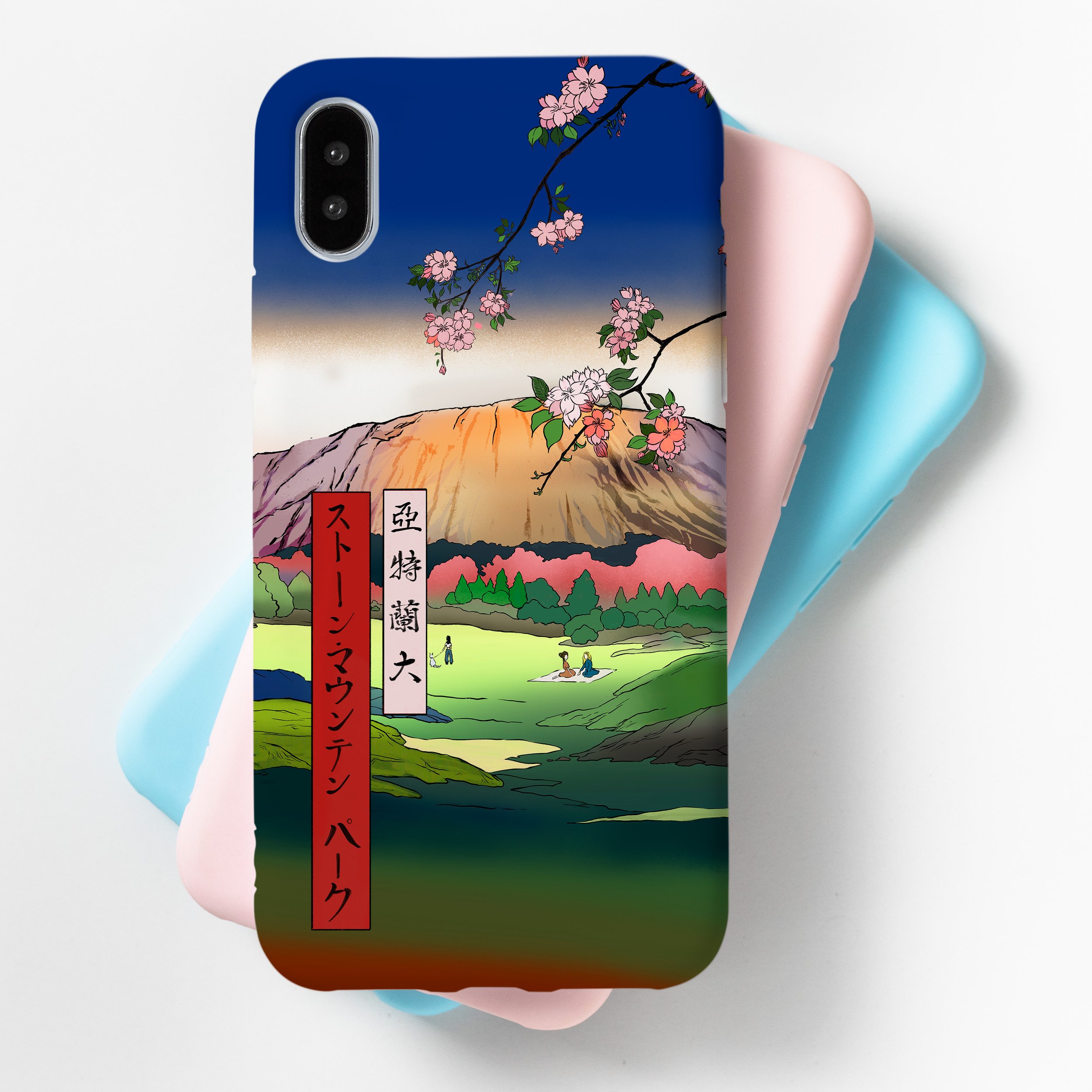 Stone Mountain Serenity: Customized Phone Cases with Japanese Flair (iPhone & Android Sizes Available)