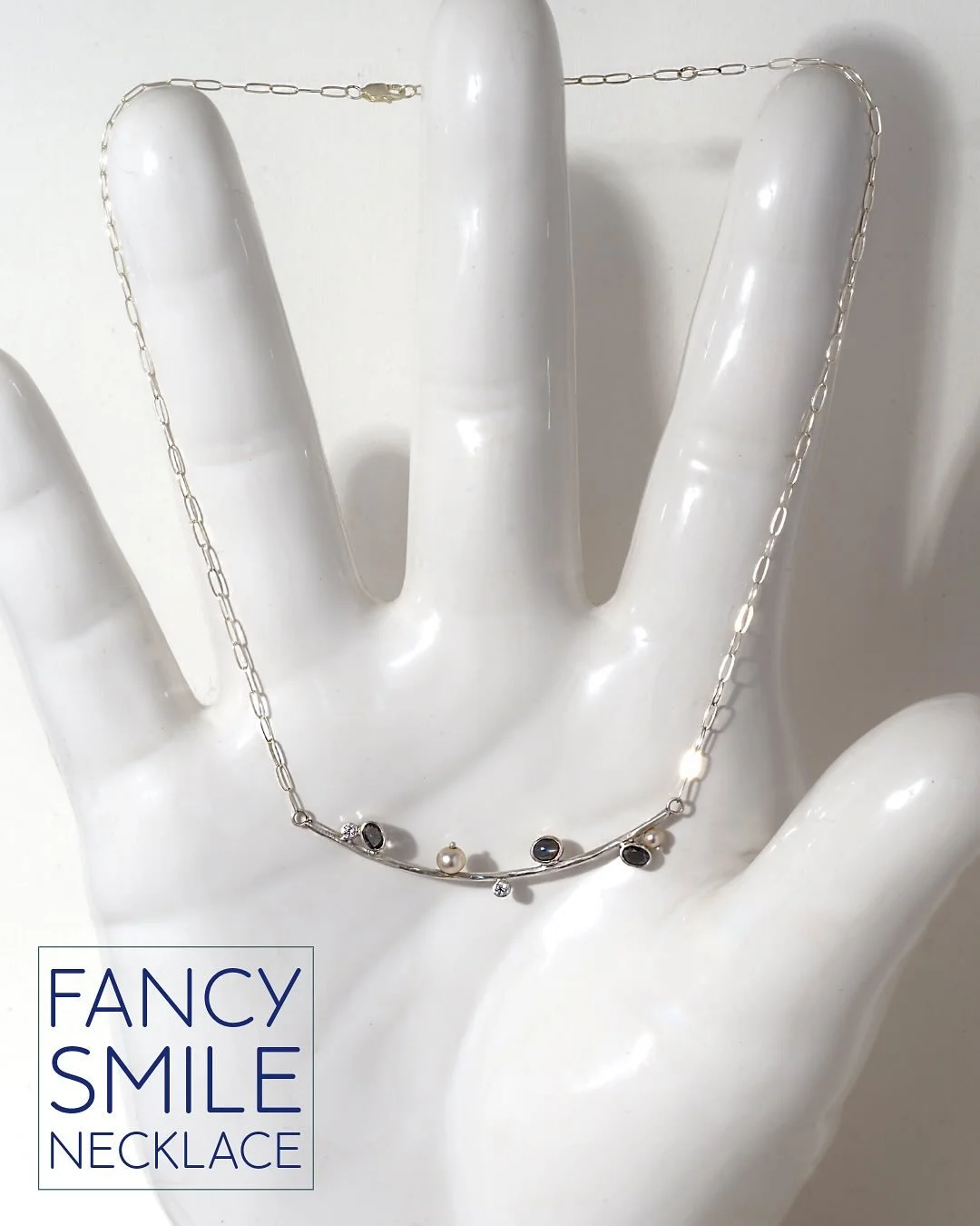 Fancy&rsquo;s Smile necklaces are all made to order, starting at $250 for the recycled sterling version with one or two gemstones and/or baubles. They make a fun, personalized gift in which you can choose from different stones and configurations. Her