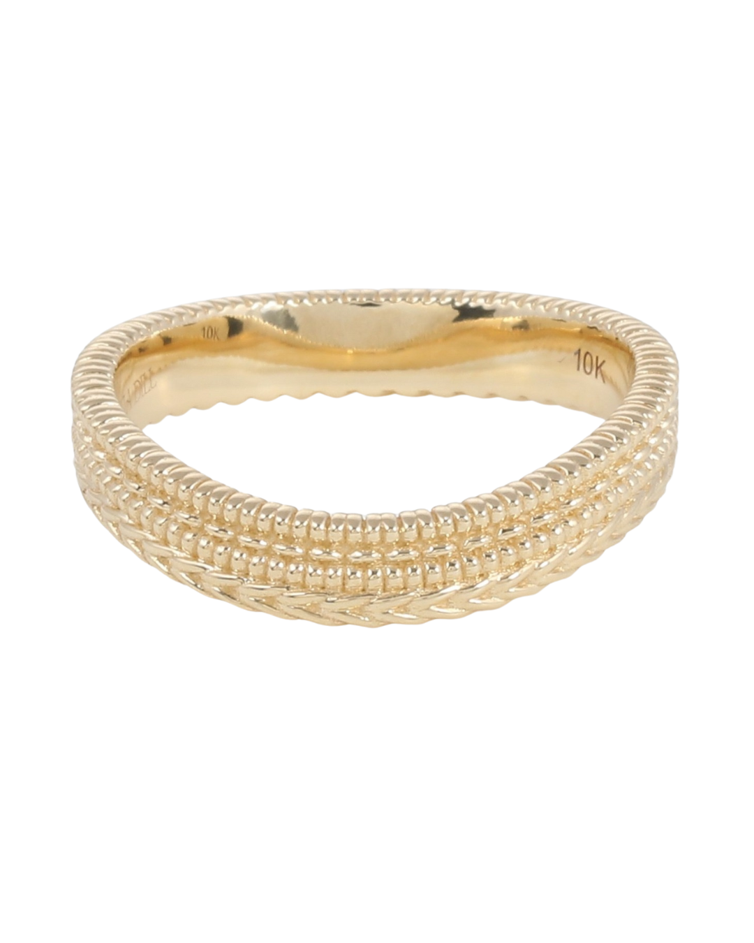 Kakra Double Stitch Curved Band - 10kt Gold.png