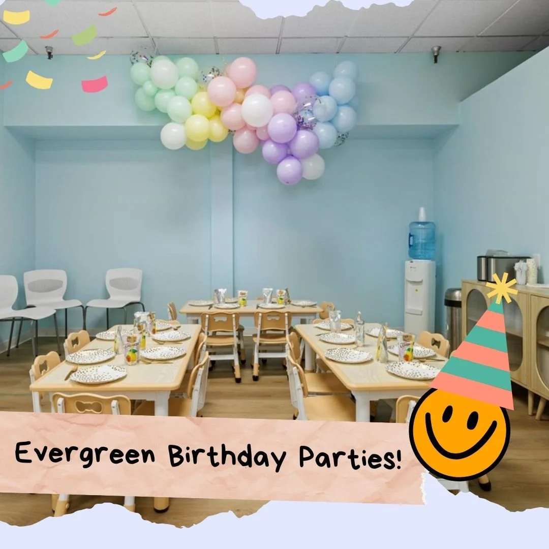 We know how to party at Evergreen Play Club! 
&bull;
"THIS IS THE BEST PARTY EVEEERRRRR!!" -said a 4 year old party guest
&bull;
All of our party packages include: 
+ paper plates, bowel, utensils, napkins 
+ a water cooler 
+ help setting 