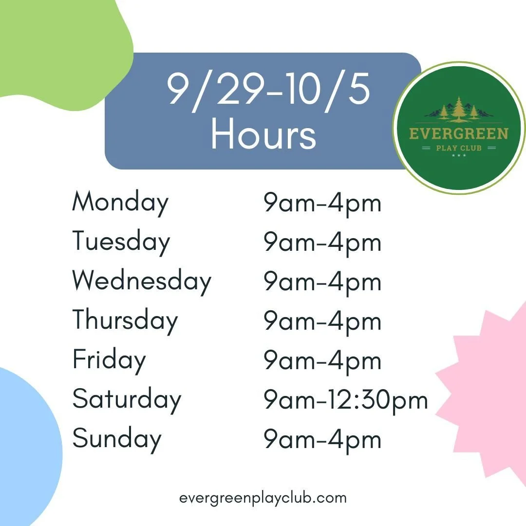 This week's hours. Come play!