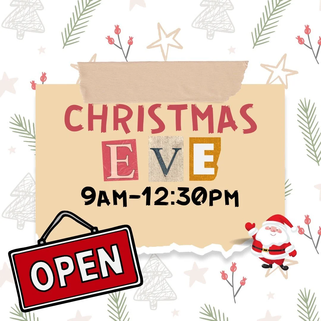 Need a little play time on Christmas Eve?  We will be open 9AM until 12:30PM! 
&bull;
Come Play!