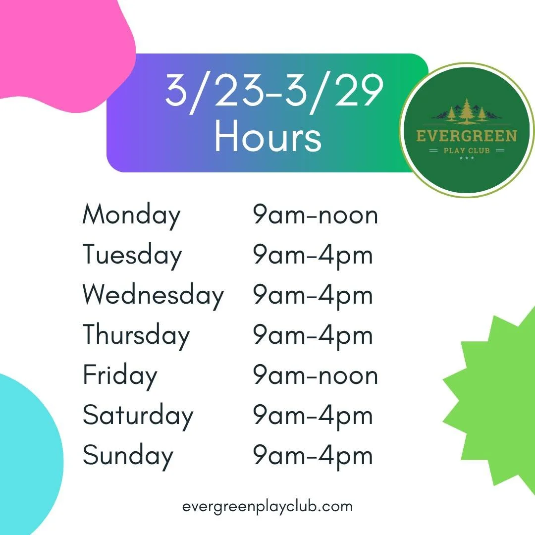 Check out our hours for our final full week. Come play!
