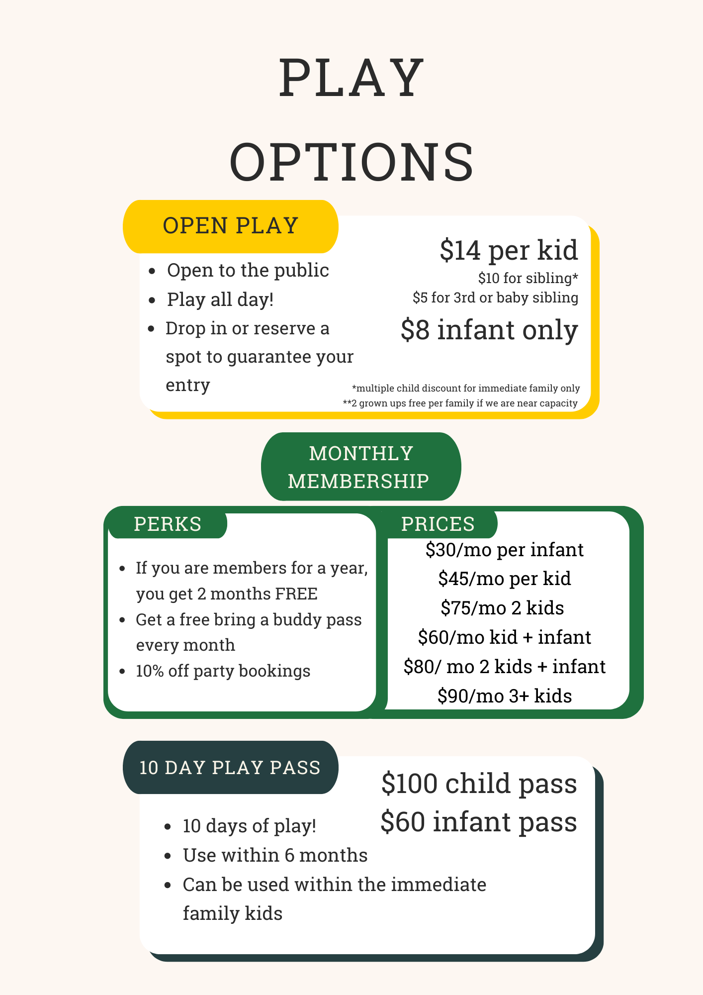 Play Club Pricing