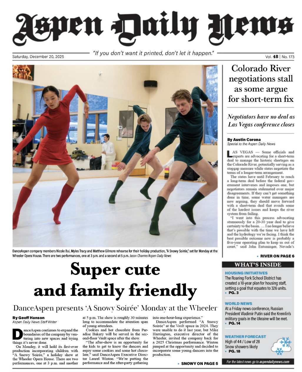 Snowy Soirée is “Super cute and family friendly” -Aspen Daily News