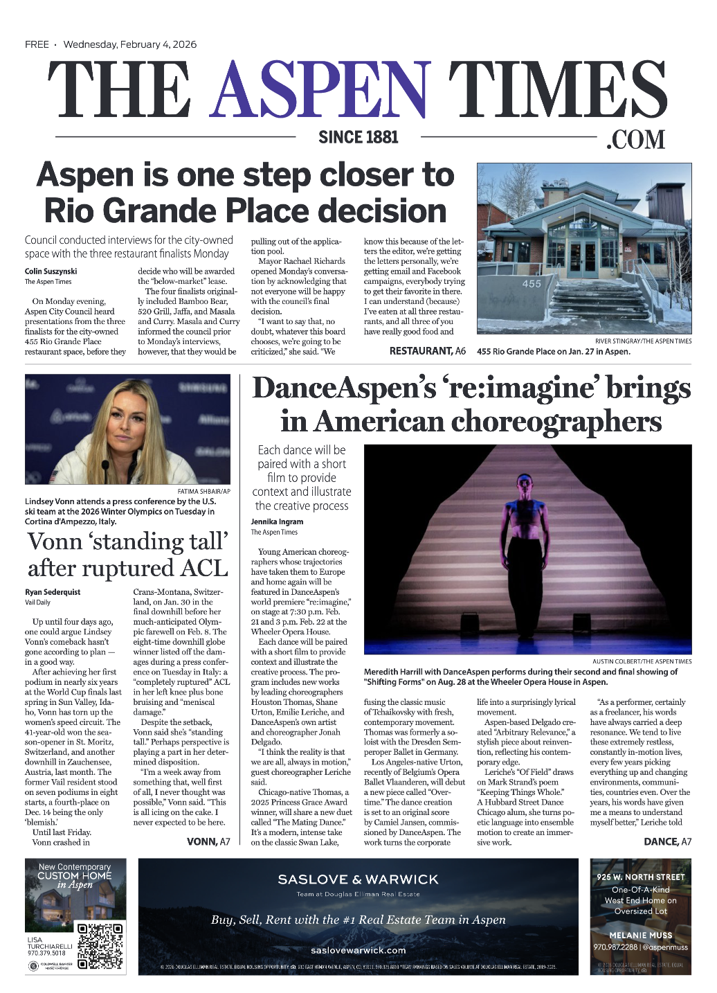 Front Page News-DanceAspen’s ‘re:imagine’ brings in American choreographers