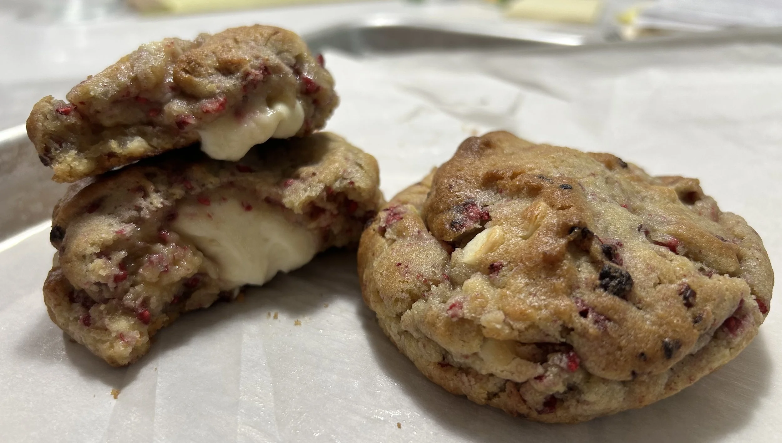 White Chocolate Raspberry Cream Cheese Cookies