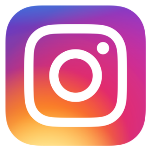 Instagram logo with a gradient background of purple, pink, orange, and yellow.