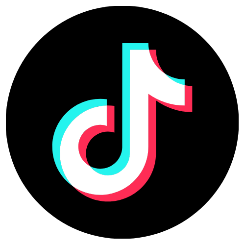 TikTok logo with a black background and white border.