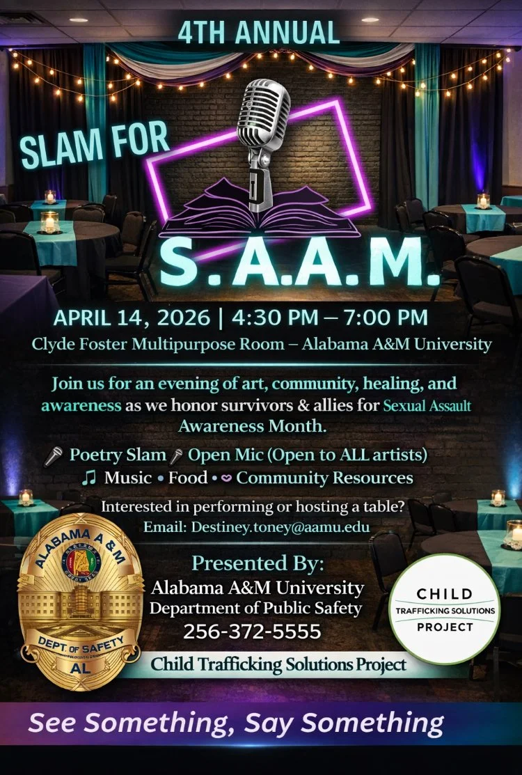 Slam for S.A.A.M. Sexual Assault Awareness Month 
