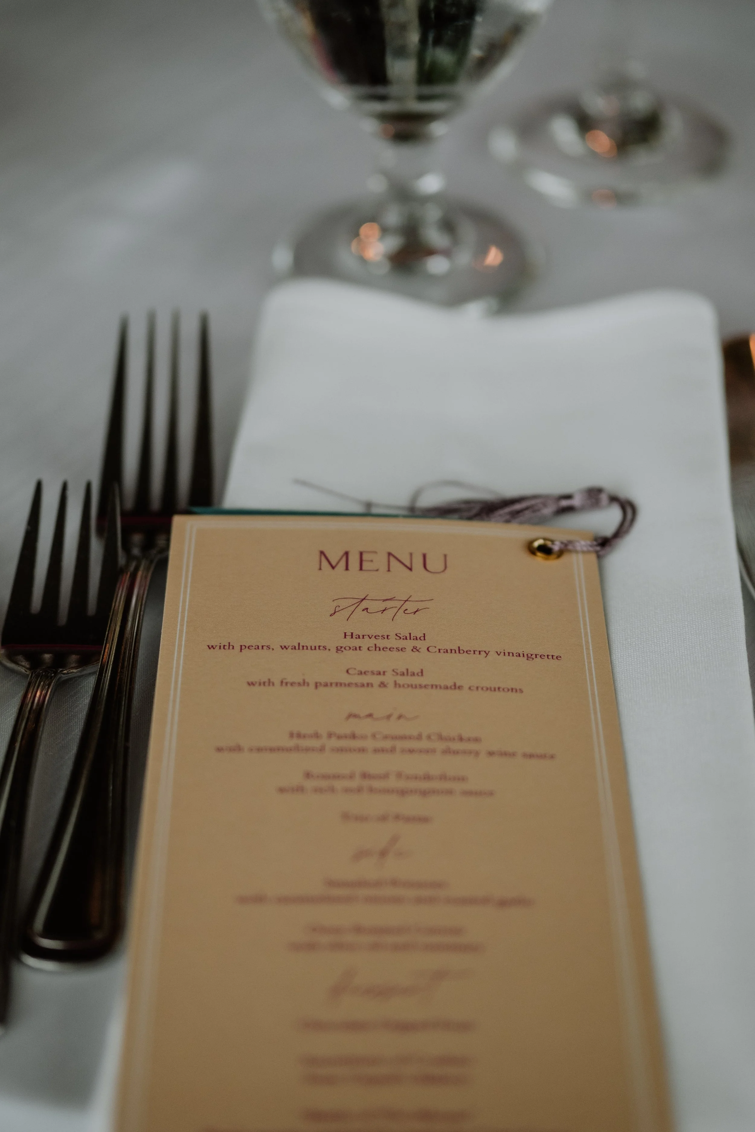 Hannah, Ethan and Kathy spent a whole evening assembling the menu place settings. All the name cards were hand written by Hannah.