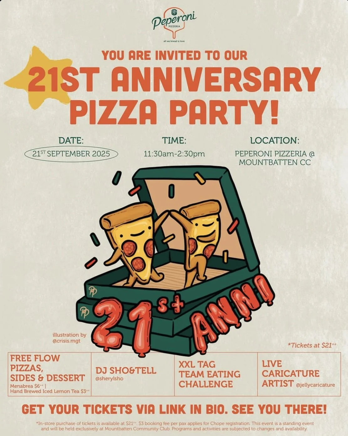 Sticker Illustration for Peperoni Pizzeria