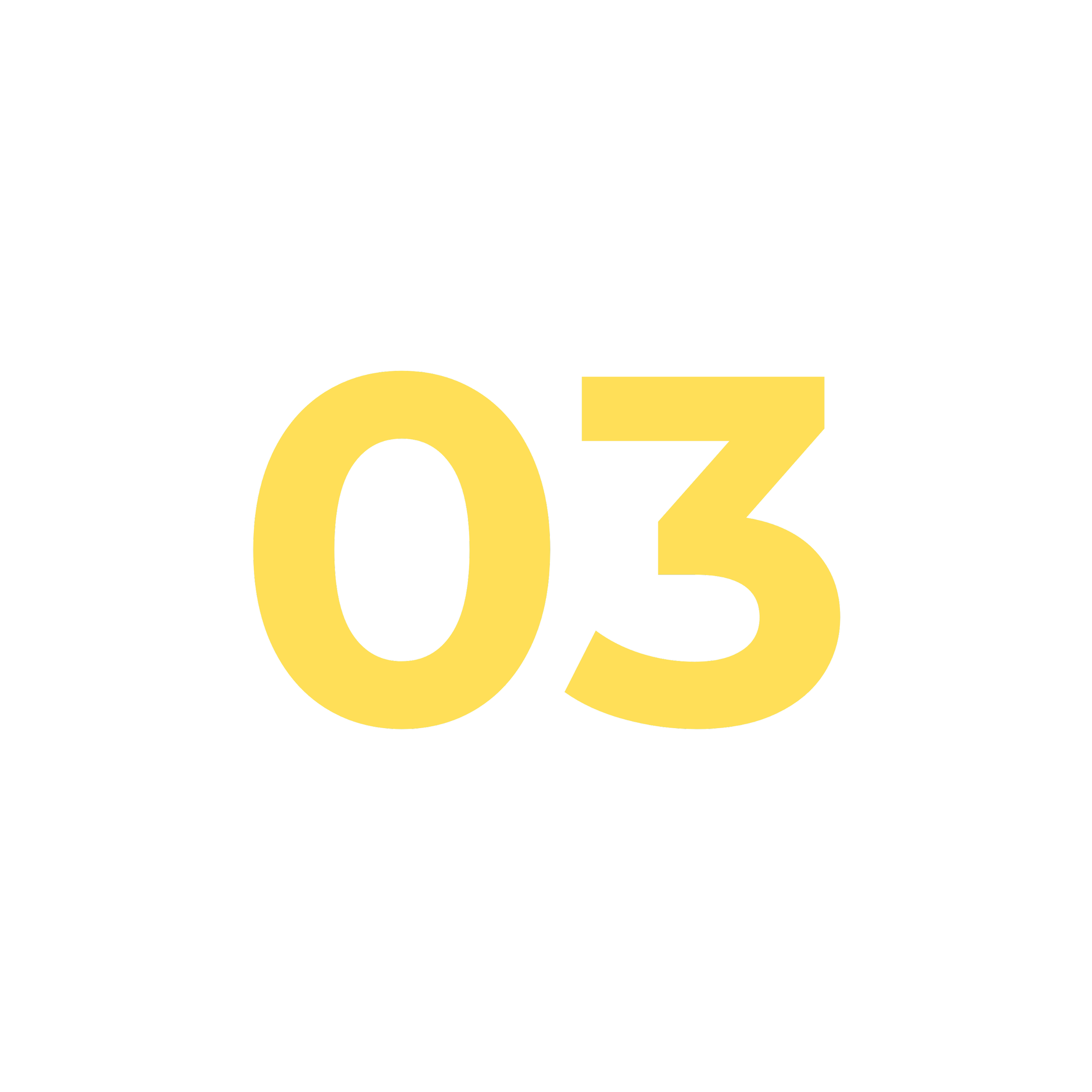 Black background with large yellow numbers '03' centered.