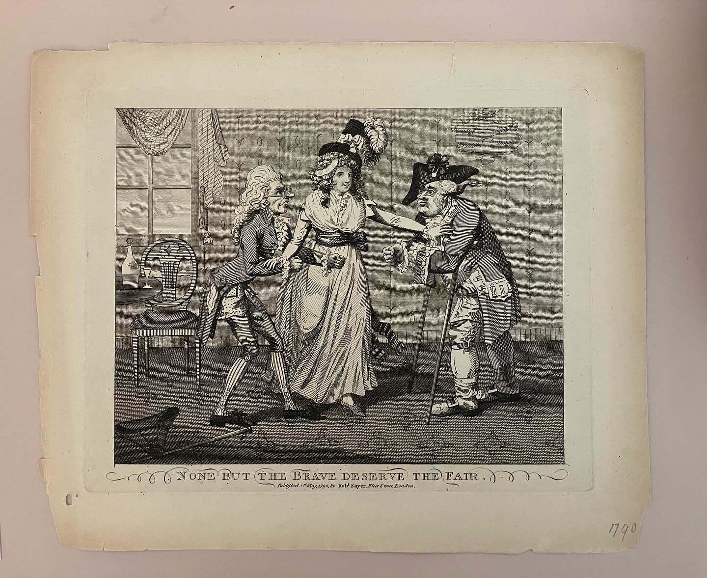 Every successful courtesan knows: competition and demand increase price.

This truth is at the heart of the 1790 satire None but the Brave Deserve the Fair.  Focused on a wealthy courtesan separating two aged clients, the etching reveals that the men