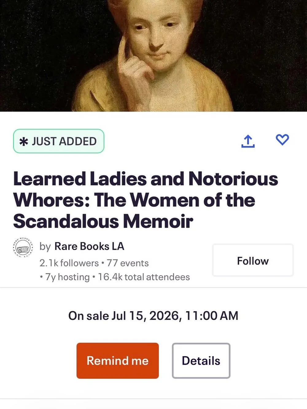 Any excuse to talk about scandalous memoirists! And this is the best kind of space for it:

@rarebooksla has graciously invited our  co-founder Miranda Garno Rossa to deliver her talk Learned Ladies &amp; Notorious Whores at the Union Station book fa