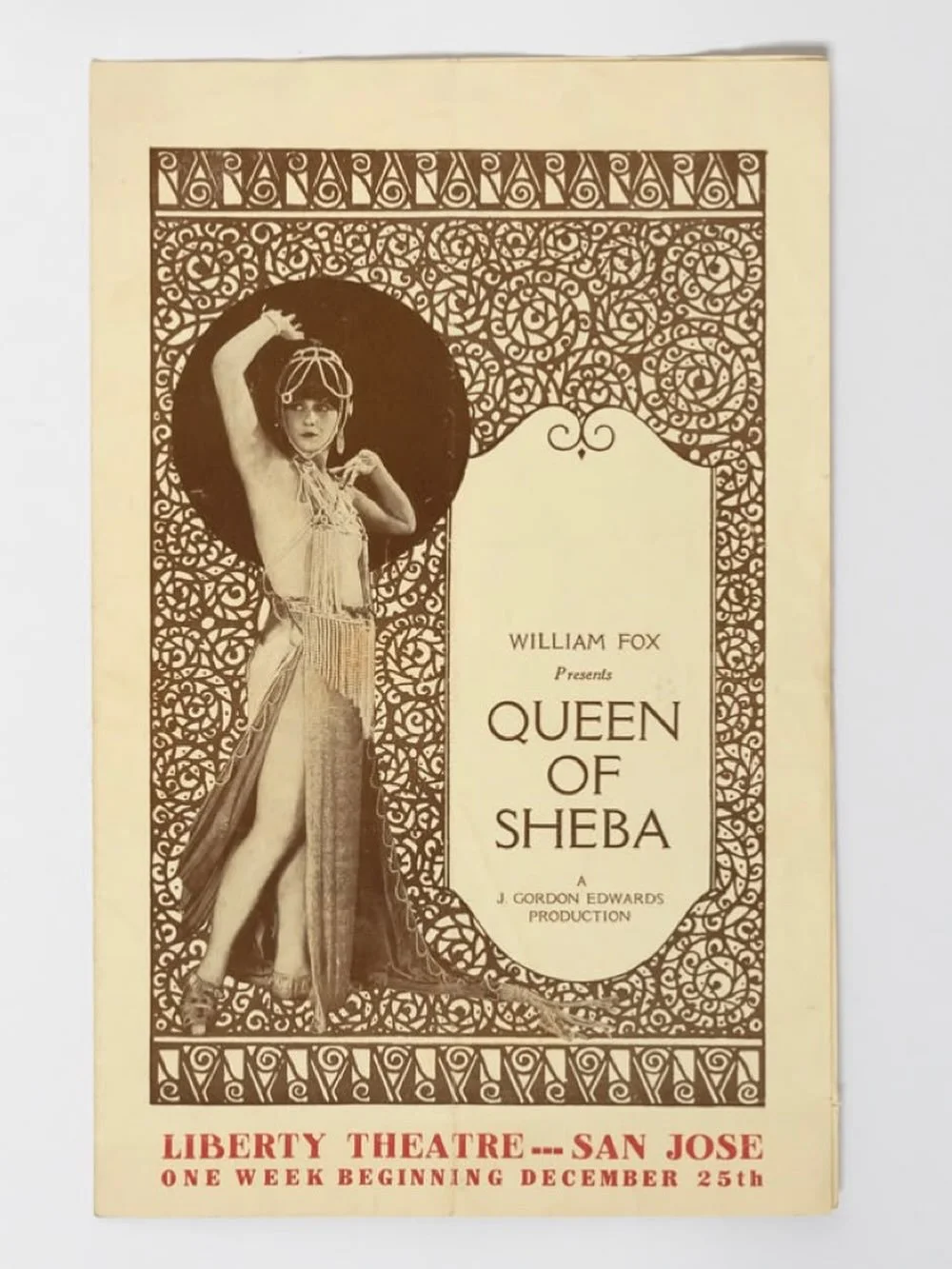 Catalogue 1 Highlight
Item 44: William Fox Presents Queen of Sheba (1921)

Capping off our celebration of catalogue 1 (and this week!), this theatre program is one of the few surviving materials that preserve details of Queen of Sheba, a women-center