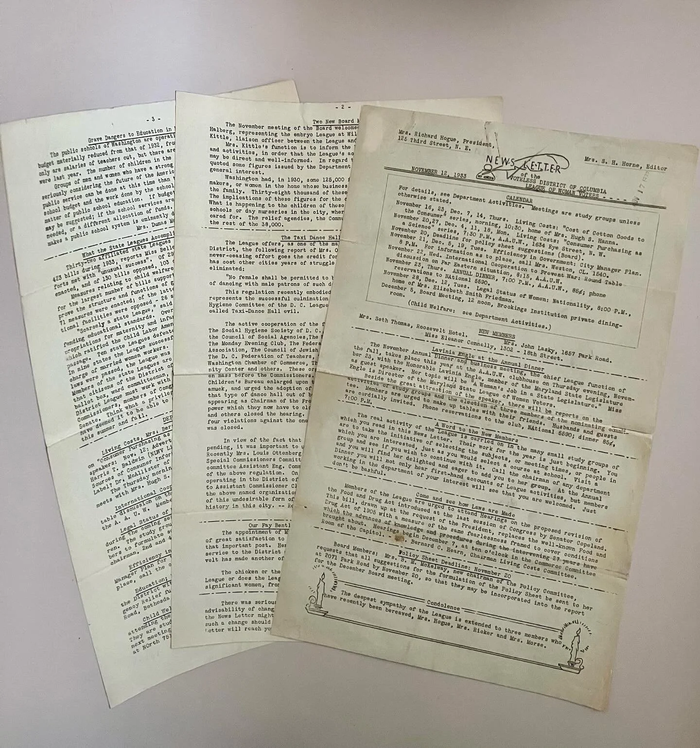 The catch-22 of legislation surrounding women and children is on full display in this scarce 1933 Newsletter of the Voteless District of Columbia League of Women Voters.

The League was a progressive women&rsquo;s club that aimed to tackle social iss