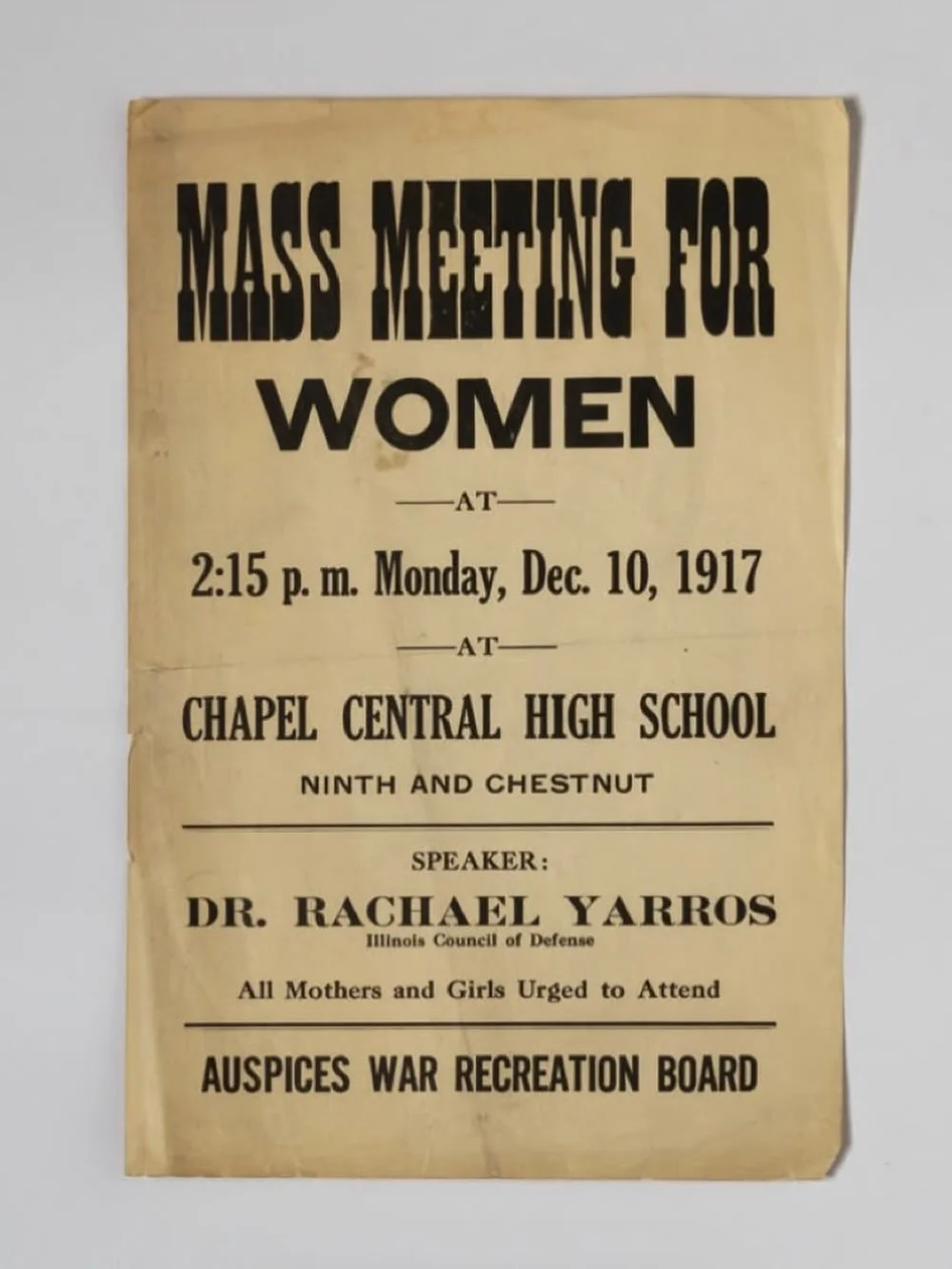 A refugee, an anarchist, an OBGYN, an educator, and a community advocate. Dr. Rachael Yarros, the first woman MD out of Boston&rsquo;s College of Physicians eventually came to Chicago as a professor and resident doctor at Jane Addams&rsquo; Hull Hous