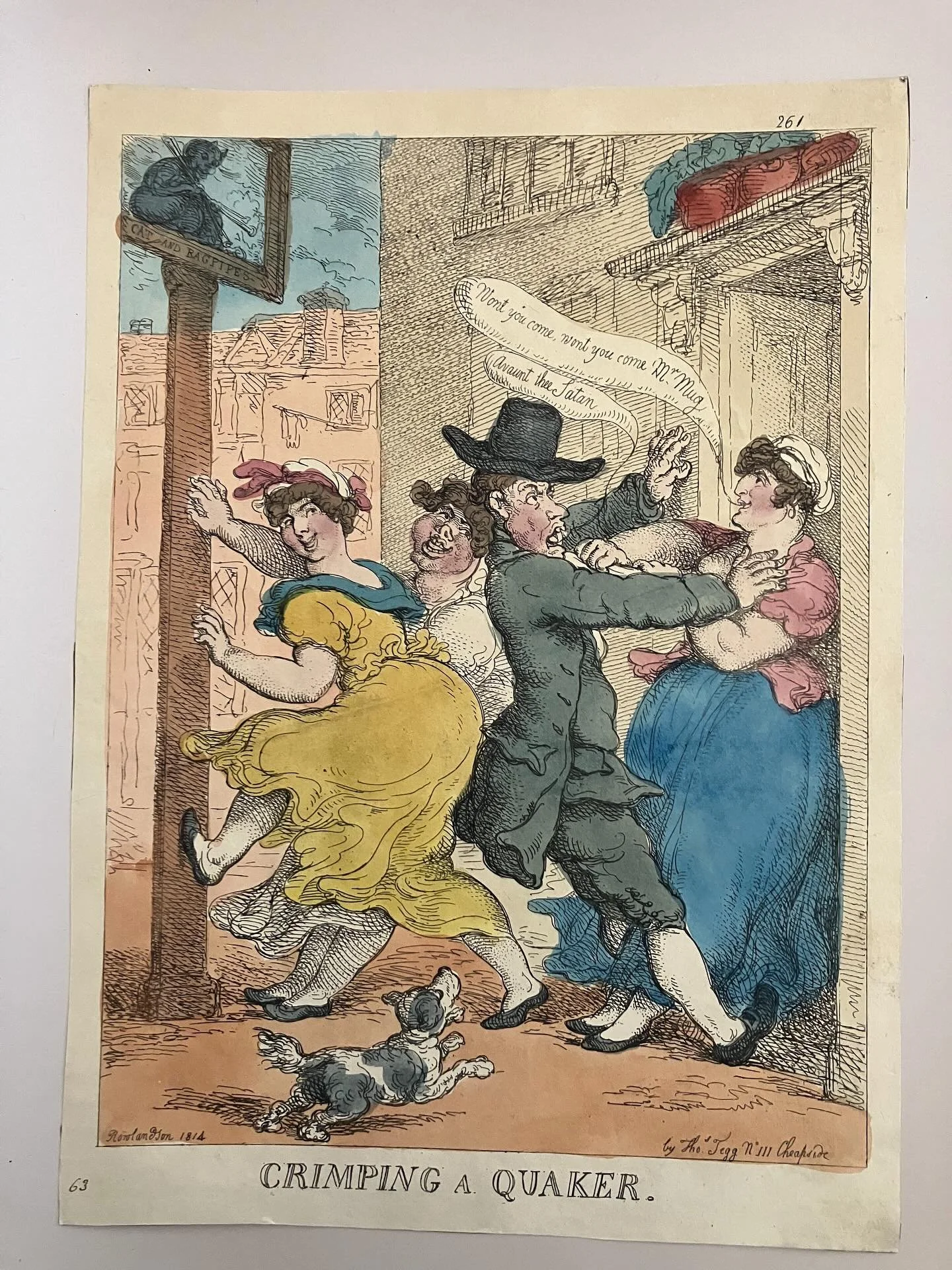 In changing times, a brothel that was once fed clientele from an important pub resorts to accosting resistant passers-by.

By the Regency, the golden age of celebrity courtesans and luxury houses had faded. The present broadside satirizes this moment