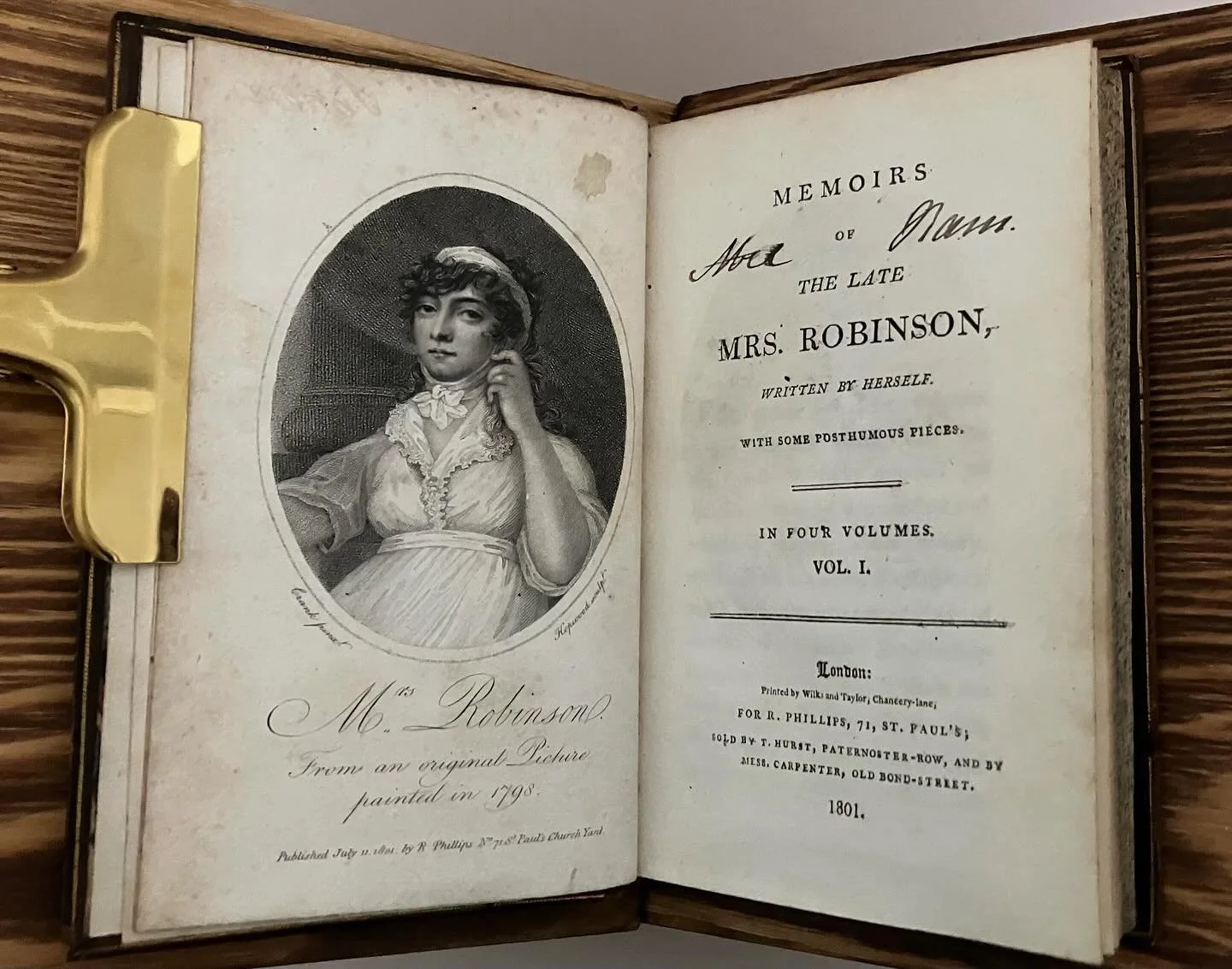 We cannot help but celebrate every time we work with Mary Perdita Robinson. So we&rsquo;re thrilled that this week we have both first editions of her Memoirs (1801) as well as her Poems (1791).

A famed actress and courtesan, the educated and talente
