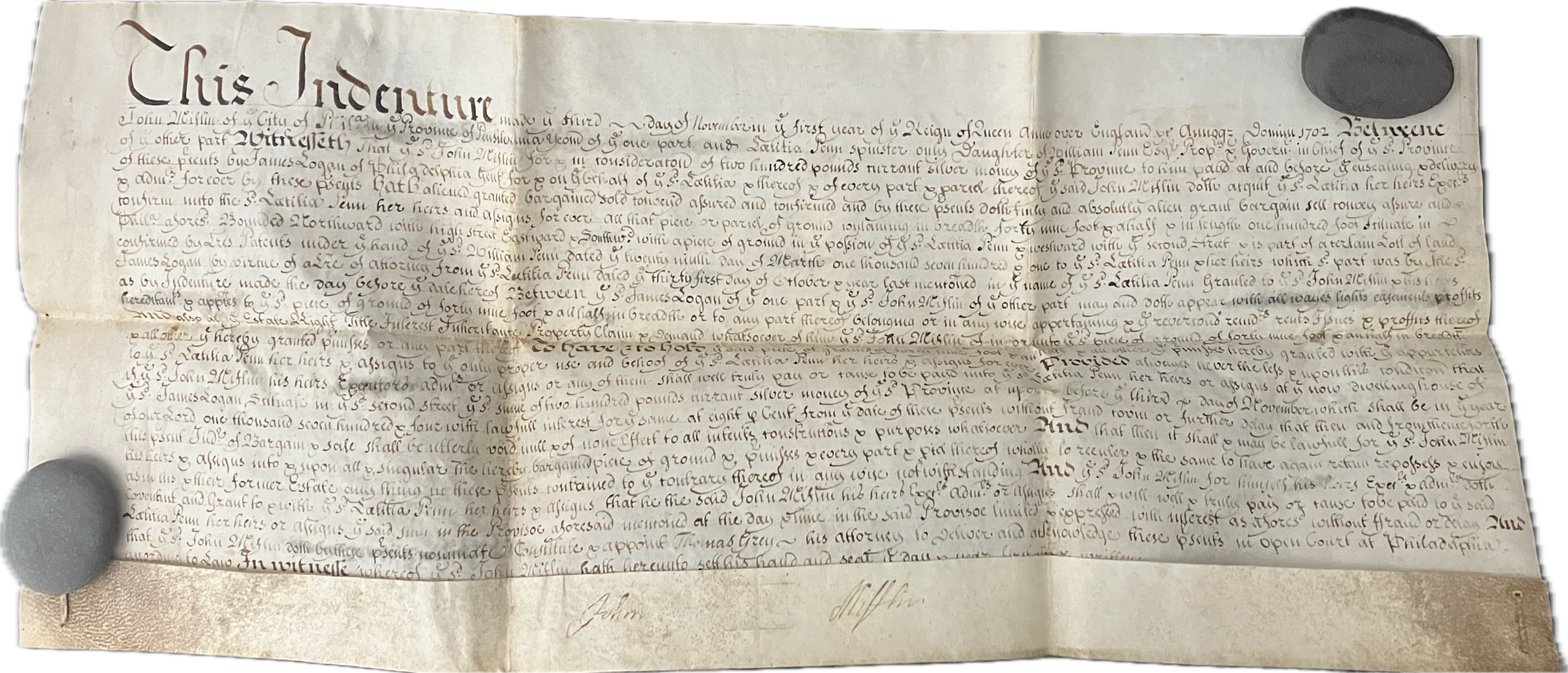 Laetitia Penn Land Indenture