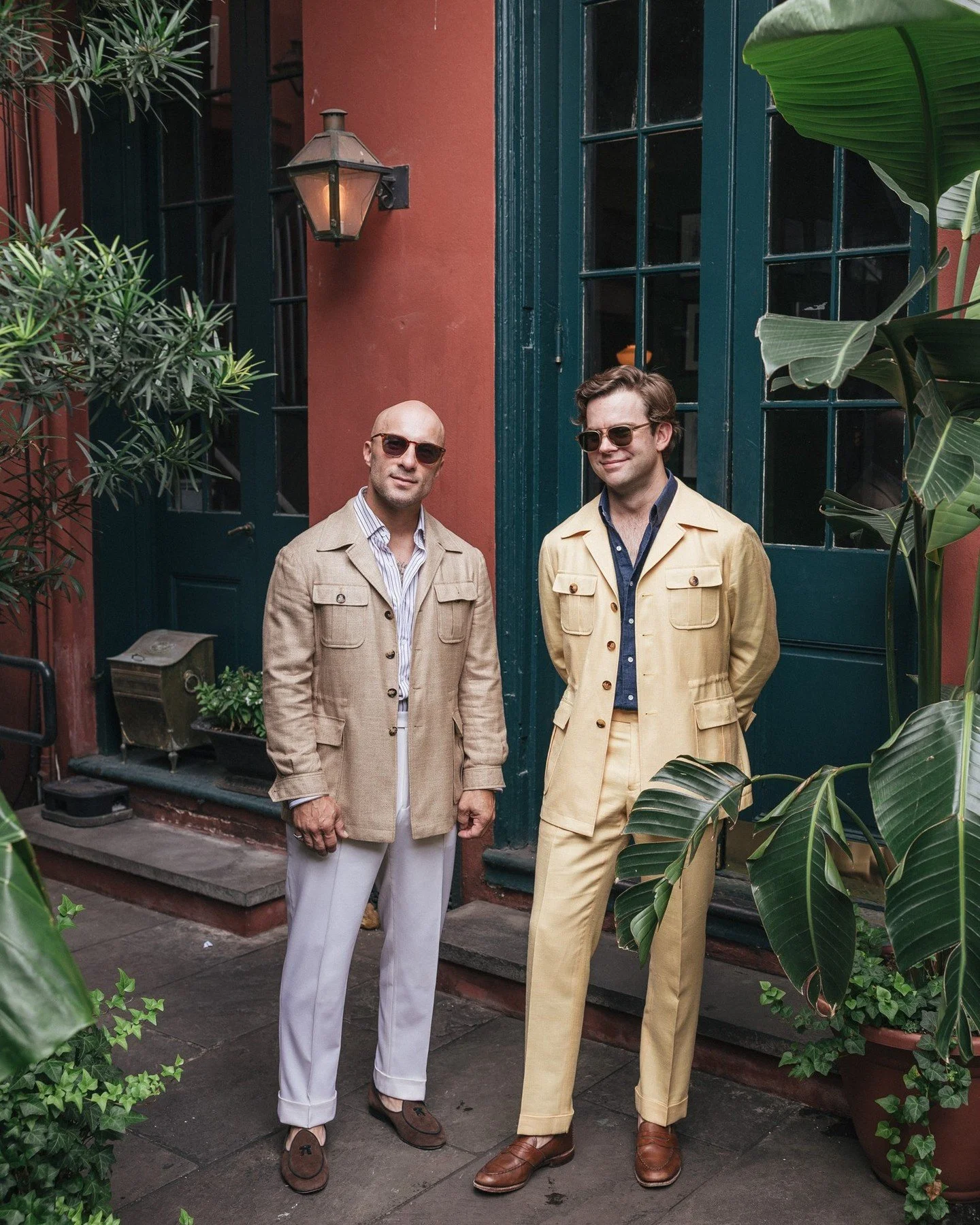 Y&rsquo;all know we love a safari jacket. Available made to measure, cut from whatever strikes you from our library of fabrics. 

Sonny&rsquo;s is cut from a tan Bamboo with the smoothest handfeel, paired with our white wool silk linen trousers (alwa