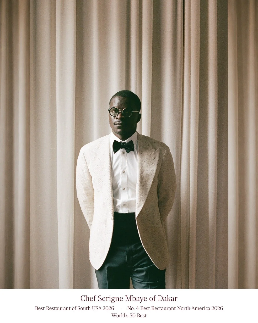 What an honor to dress Chef Serigne Mbaye for such a special New Orleans night.

At the North America&rsquo;s 50 Best Restaurants ceremony @theworlds50best , hosted here in our city, Dakar was named No. 4 in North America and Best Restaurant: South U