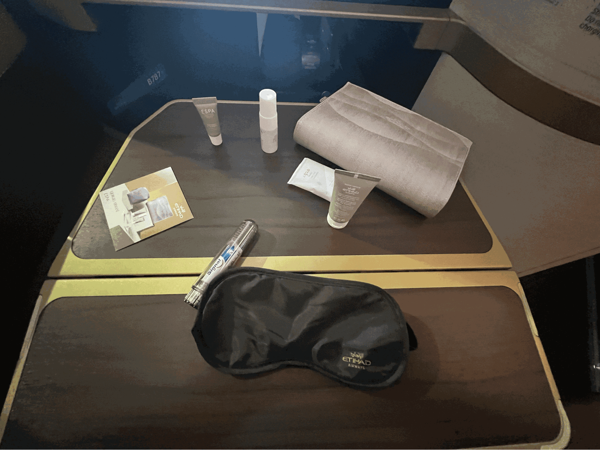 Amenity Kit Contents in Etihad Business Class - © AviationWithKrish.com 2024