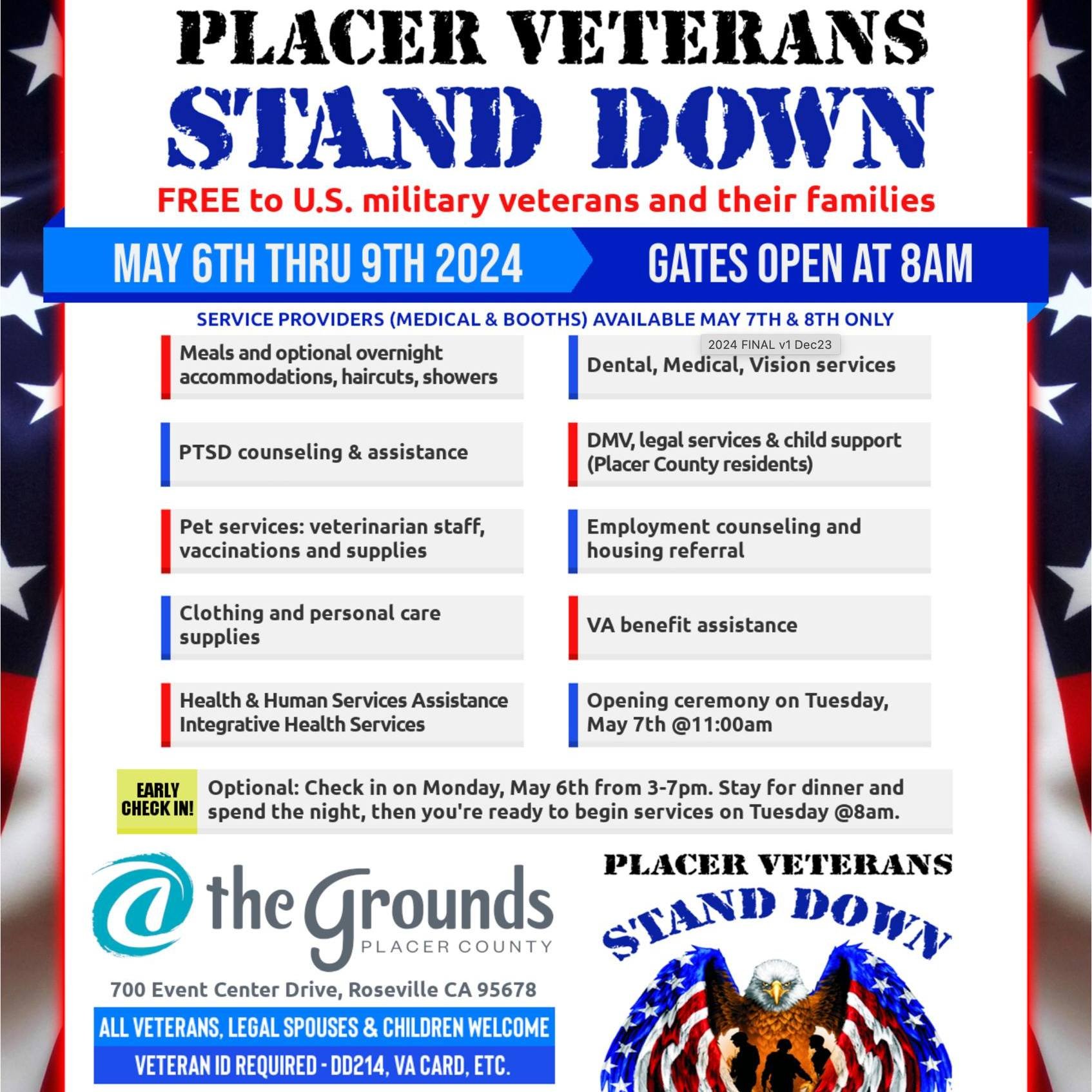 Did you know that there are over 600 low-income or homeless veterans in Placer County? Many lack access to basic services like food, shelter, and medical care. That's why @placervets (PVSD) is hosting a 3-day event starting today to May 9th, 2024.

I