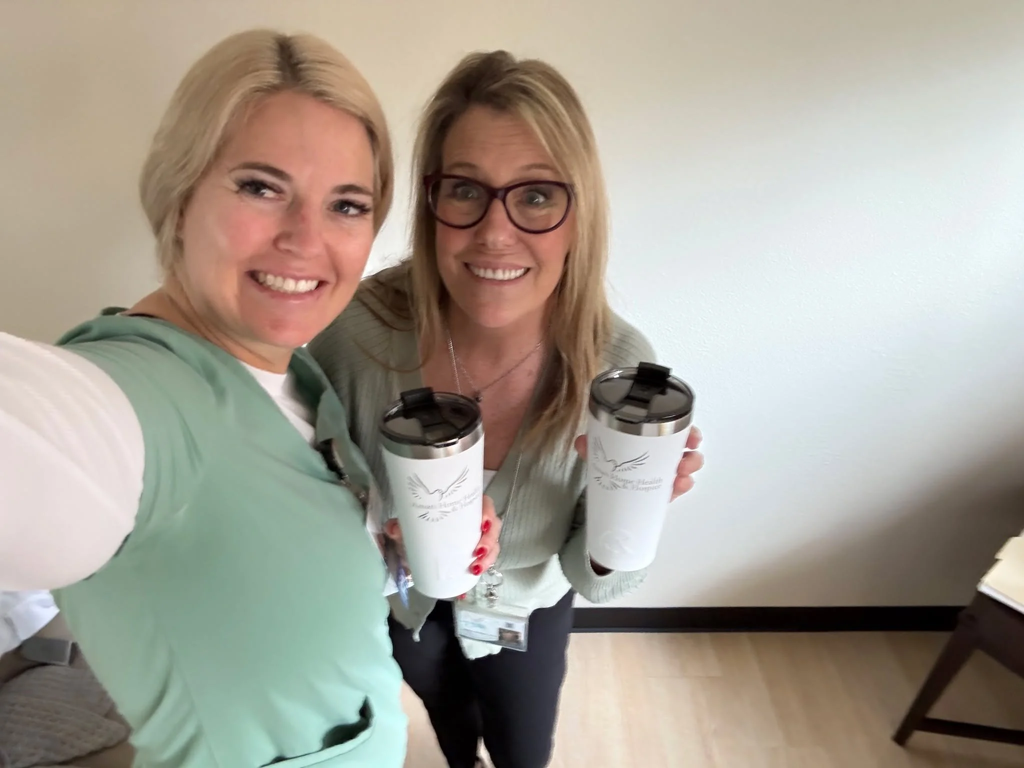 ☕But first, COFFEE!💙 

Melissa, our Chief Clinical Officer &amp; Director of Patient Care Services, and Kristin, our RN &amp; Case Manager, starting the day with their Amari mugs in hand. 🌿 If you haven't met them yet, Melissa and Kristen are an es