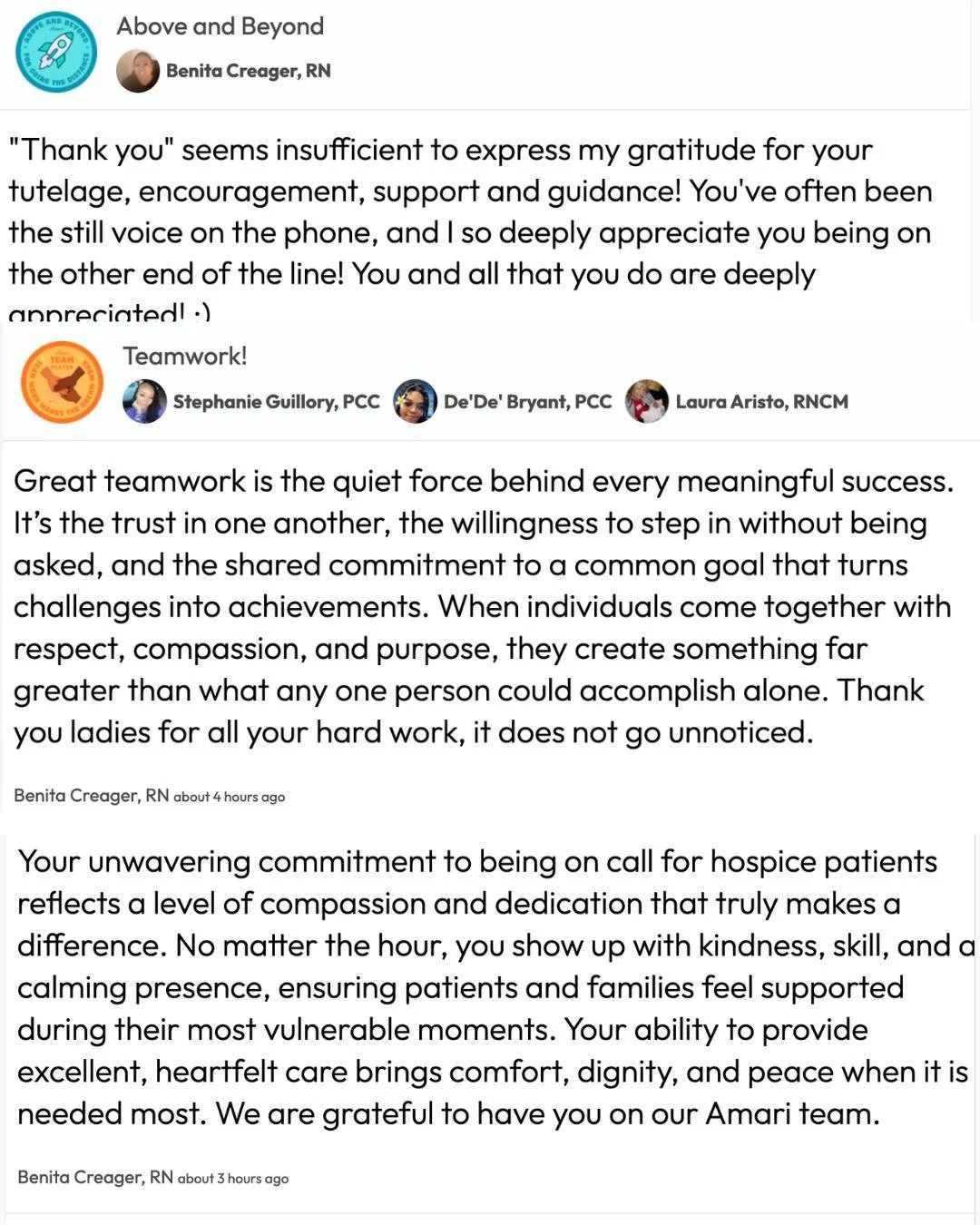 We&rsquo;re constantly reminded that the heart of what we do is our people. 💙

Through the kind words and recognition, we see the impact our team makes every single day!

We&rsquo;re proud of the care, dedication, and teamwork that defines this grou