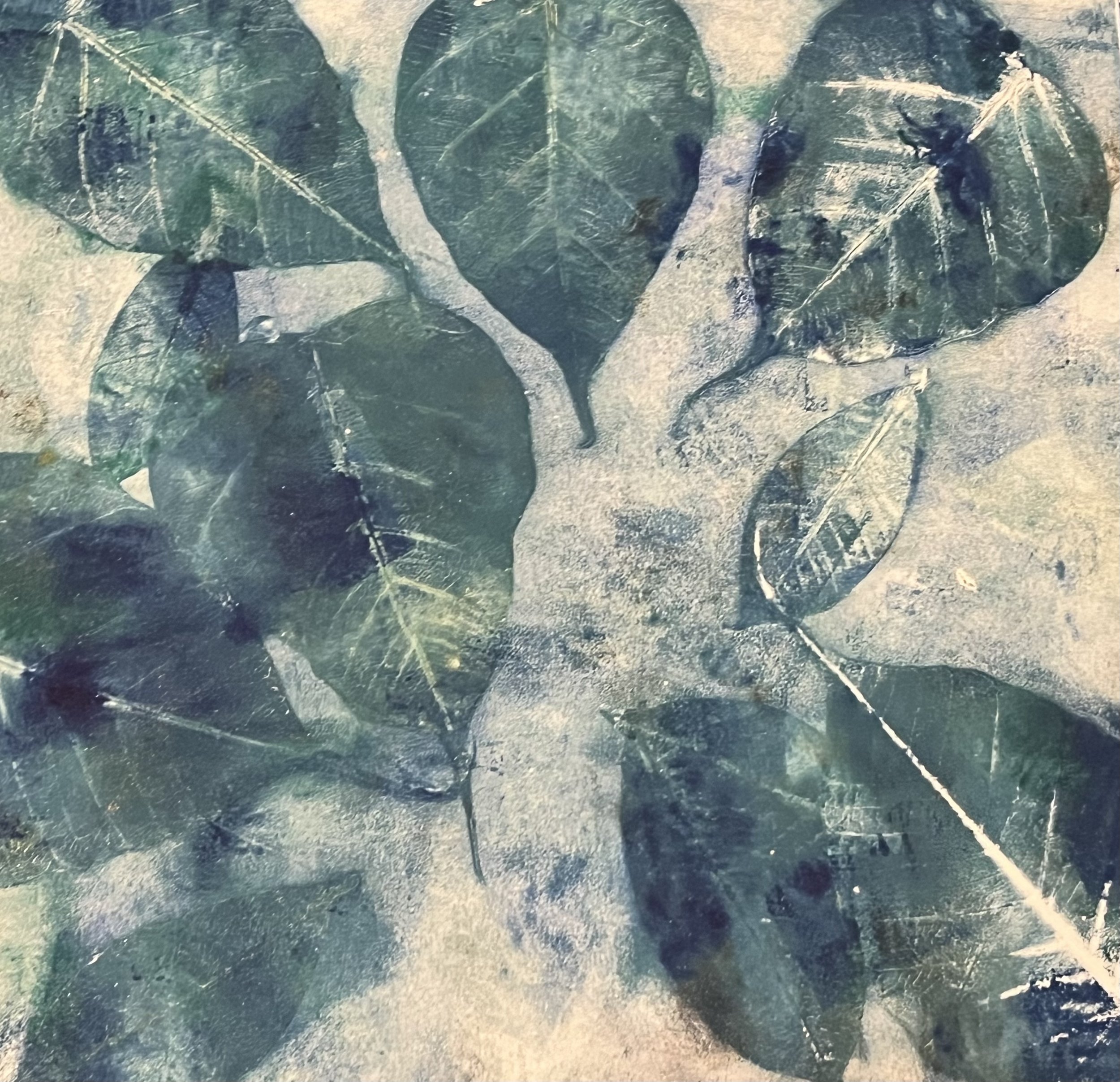 Teal Leaves | Monotype | 12 x 12" | 2023 | $175