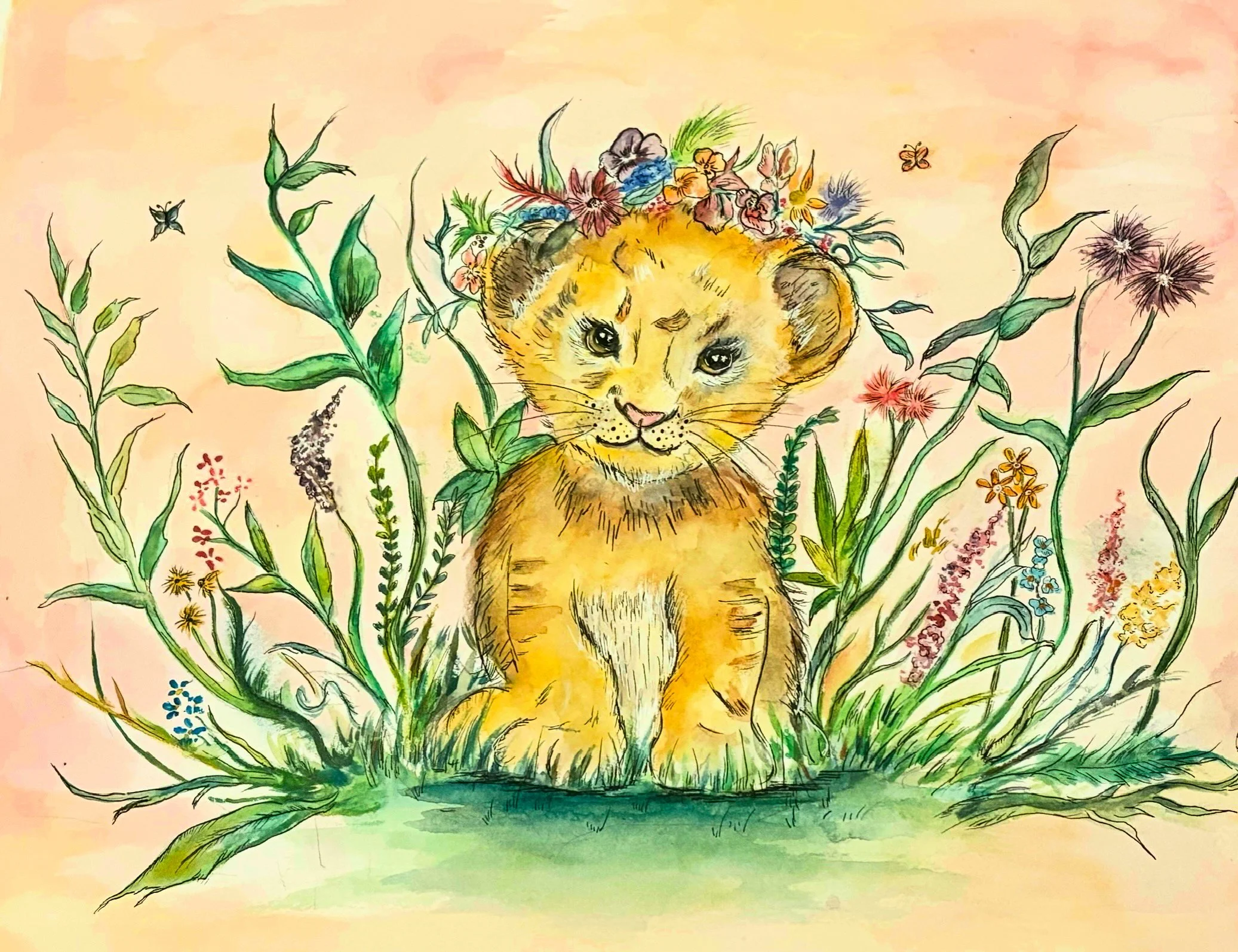 Watercolor and pen on paper