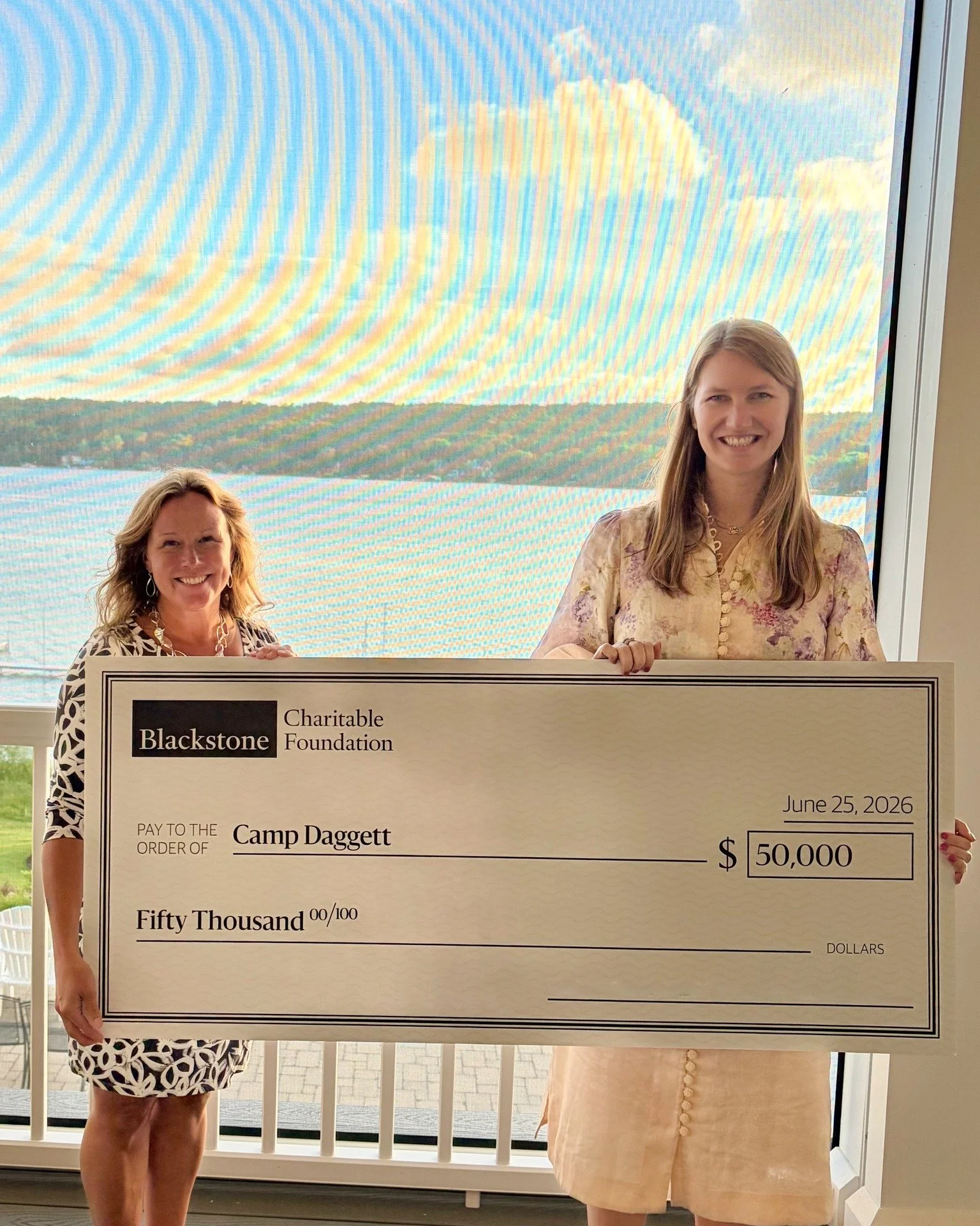 Camp Daggett is honored to announce a generous $50,000 gift from the Blackstone Charitable Foundation, presented at our 22nd Annual Golf Benefit on June 25 at Walloon Lake Country Club.
 
The announcement was made during the event by Megan Hayes, for
