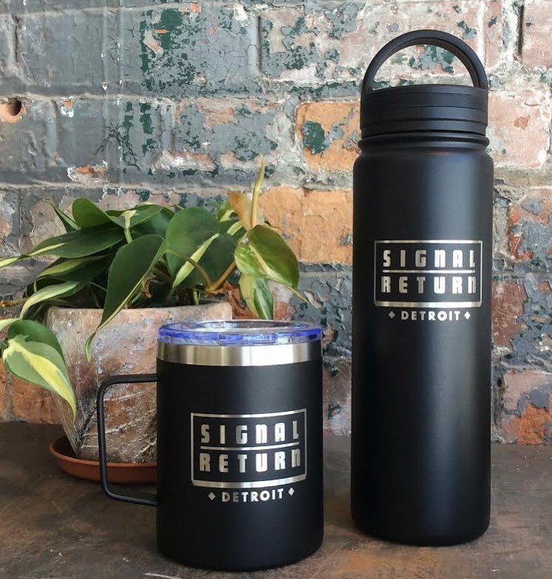 New Signal-Return thermos and water bottles are available now! Come to our Open House on May 9th and check them out and thanks to our friends @goarmadillo for the great laser etching!