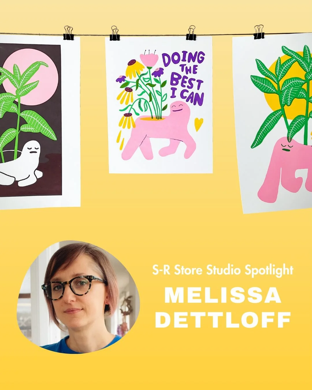 We are back with our monthly S-R Store Studio Spotlight! Our February feature is Melissa Dettloff (website: www.melissadettloff.com) 🌱 Melissa is a printmaker and teaching artist based in Detroit. First introduced to screen printing as an art studen