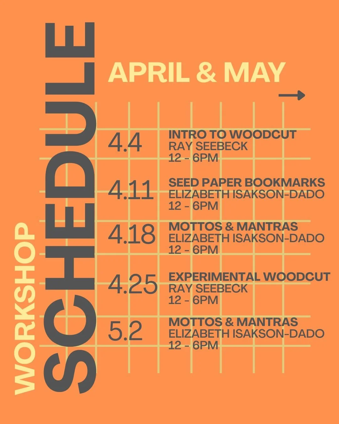 Intro to Woodcut Printmaking Workshop instructed by @ray.seebeck this Saturday, April 4th.

Check out our other upcoming workshops!

Open registration at signalreturnpress.org/workshops or follow links in bio!

#srworkshop #detroitevents #detroitprin
