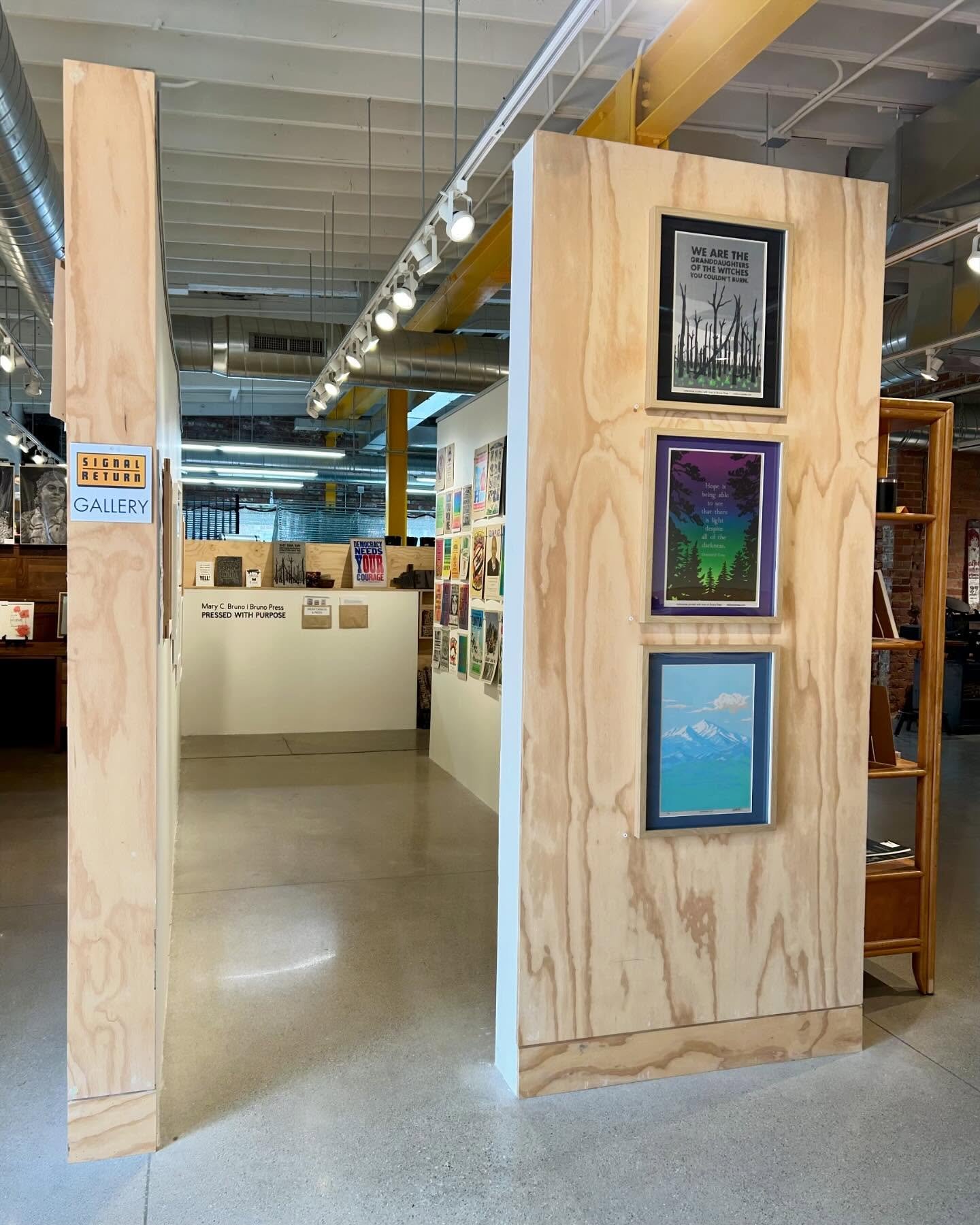 This weekend is your chance to check out &ldquo;Pressed with Purpose&rdquo; &mdash; our current gallery exhibition featuring work by Mary C. Bruno @brunopress &mdash; before it closes! 
We are open 12 - 6 PM Saturday and Sunday 🌞
&ldquo;This show fe