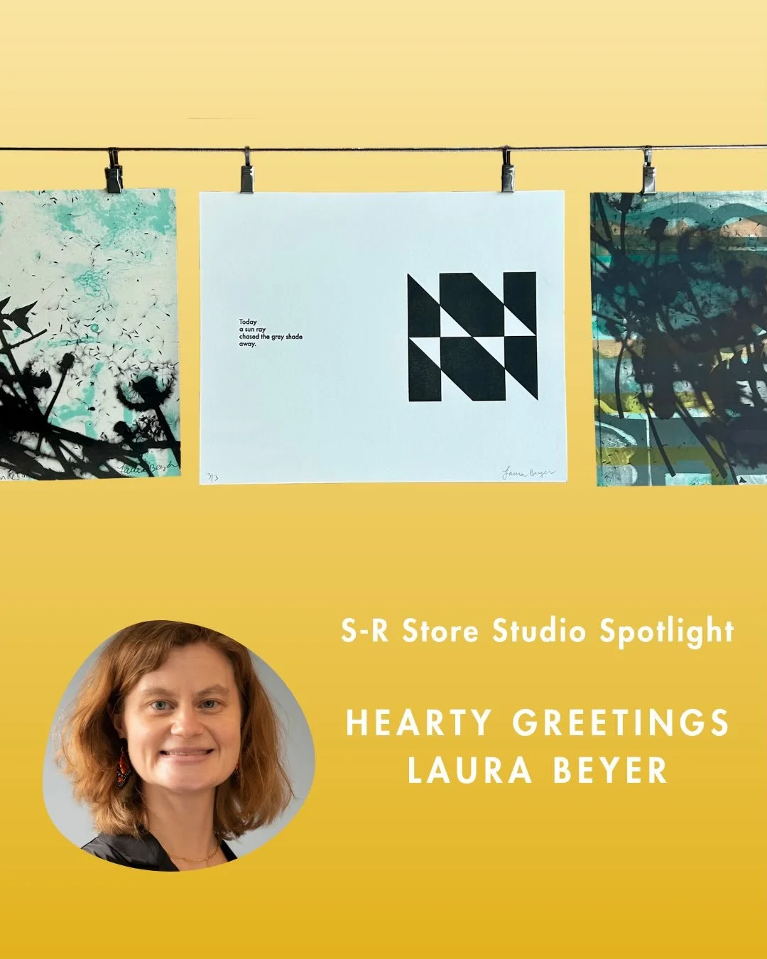 We are back with our monthly S-R Store Studio Spotlight! Our June feature is Laura Beyer / Hearty Greetings - @heartygreetings 🌞
Laura Beyer is an artist specializing in printmaking and book arts. Her letterpress business, Hearty Greetings, uses the