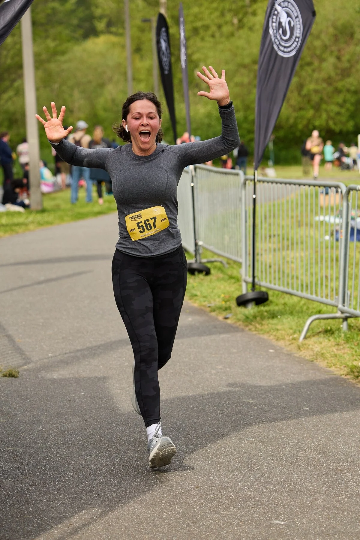 Runners crossing the finish line at the Snohomish Women’s Run in Washington