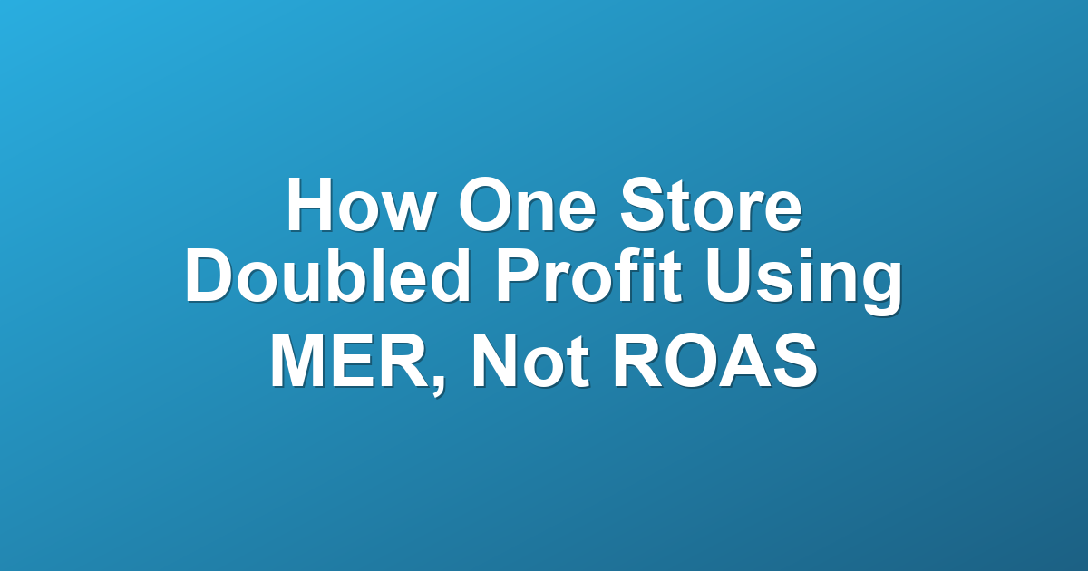 How One Store Doubled Profit Using MER, Not ROAS
