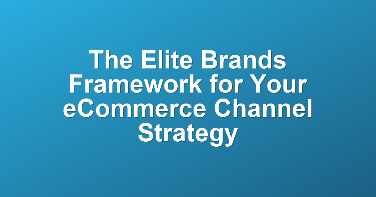 The Elite Brands Framework for Your eCommerce Channel Strategy