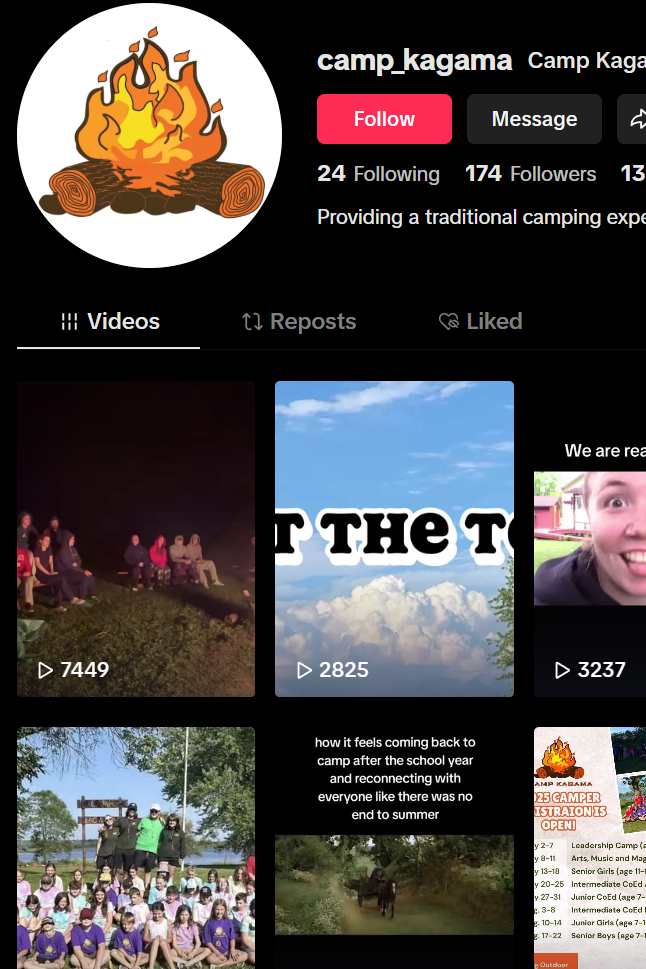 Profile picture of a camp or outdoor activity with a campfire illustration in a white circle.