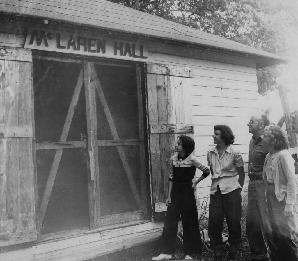 Rev. McLaren died in 1945 and the dining Hall was named in his honour.
Incidentally, the balding man in the photo is the father of Birkoff (a member of our Board).